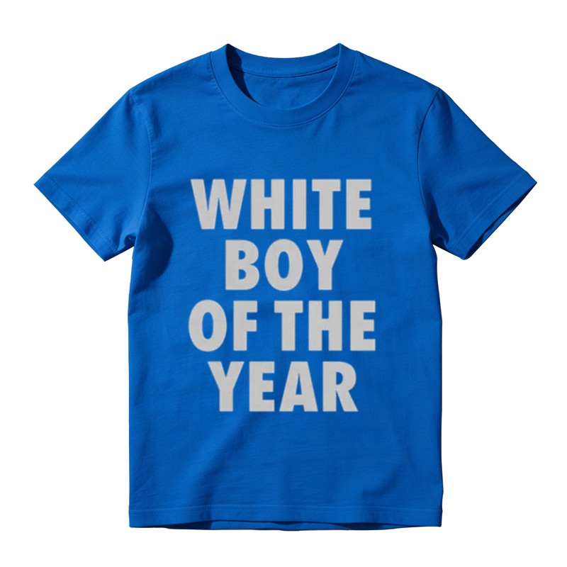 "White Boy Of The Year" Oversized Round Neck Short Sleeve 100% Cotton Funny Graphic Viral Meme T-Shirt