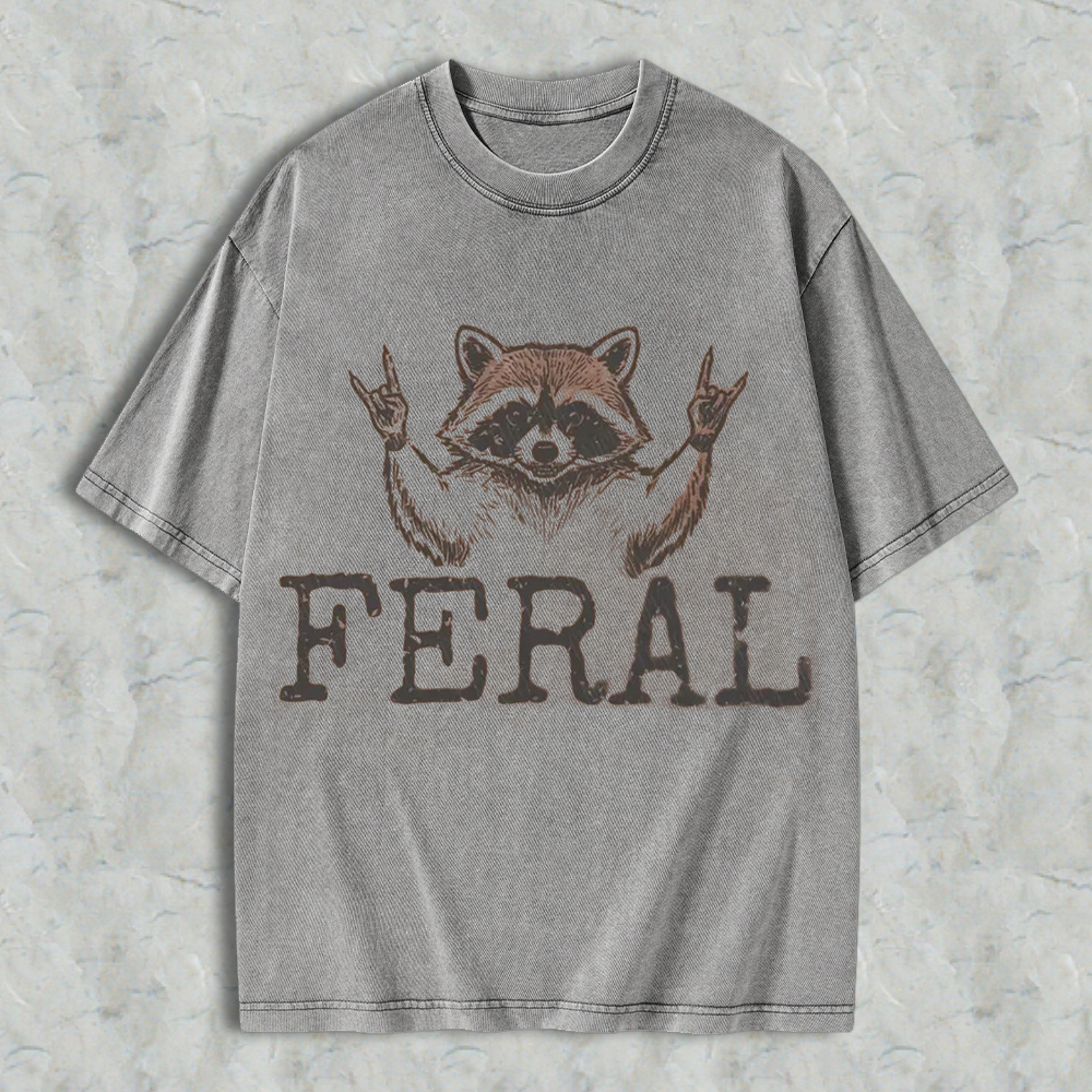Feral Raccoon T-Shirt – Retro Sarcastic   Graphic Shirt 
