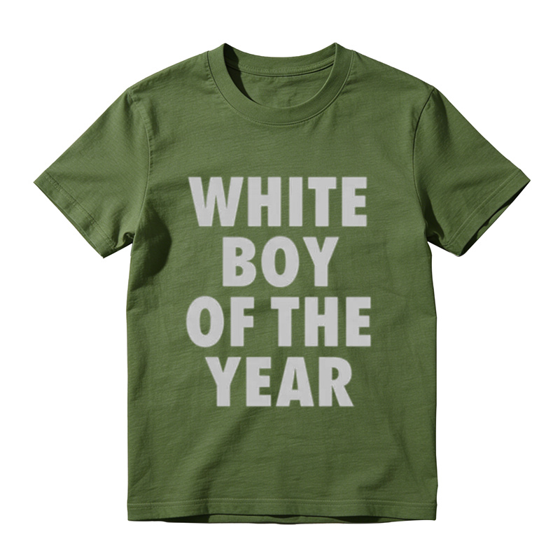 "White Boy Of The Year" Oversized Round Neck Short Sleeve 100% Cotton Funny Graphic Viral Meme T-Shirt