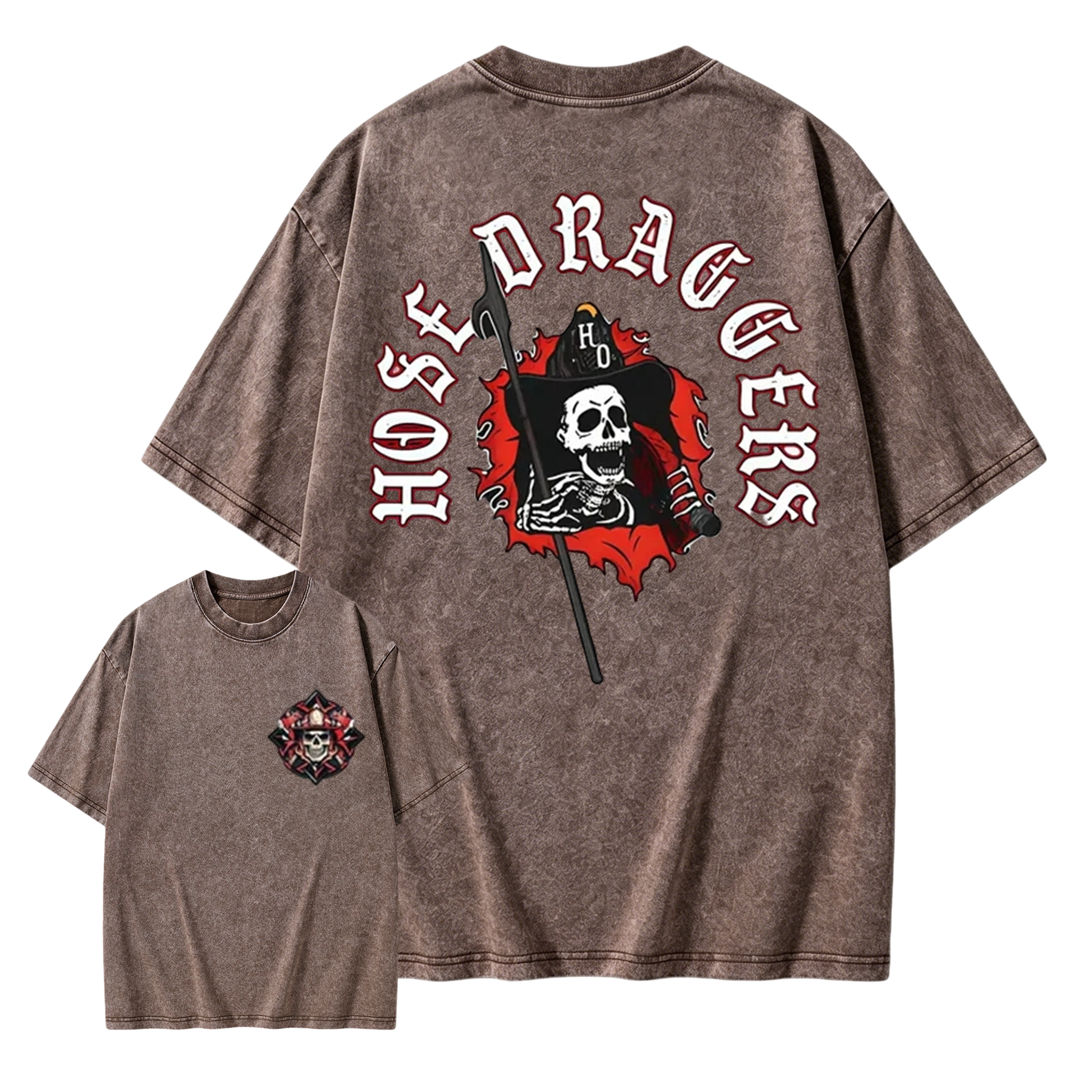 Hose Draggers Firefighter Skull Washed Shirt 