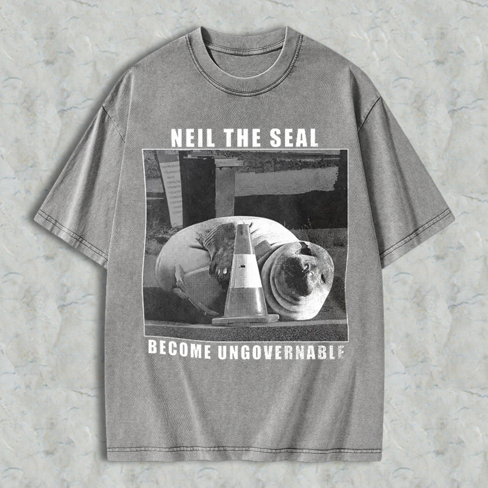 Vintage Neil The Seal Become Ungovernable Shirt, Funny Animal Meme T-Shirt, Retro Tasmania Elephant Seal Graphic Tee, Streetwear