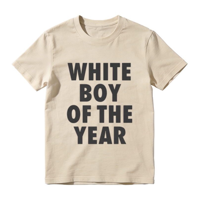 "White Boy Of The Year" Oversized Round Neck Short Sleeve 100% Cotton Funny Graphic Viral Meme T-Shirt