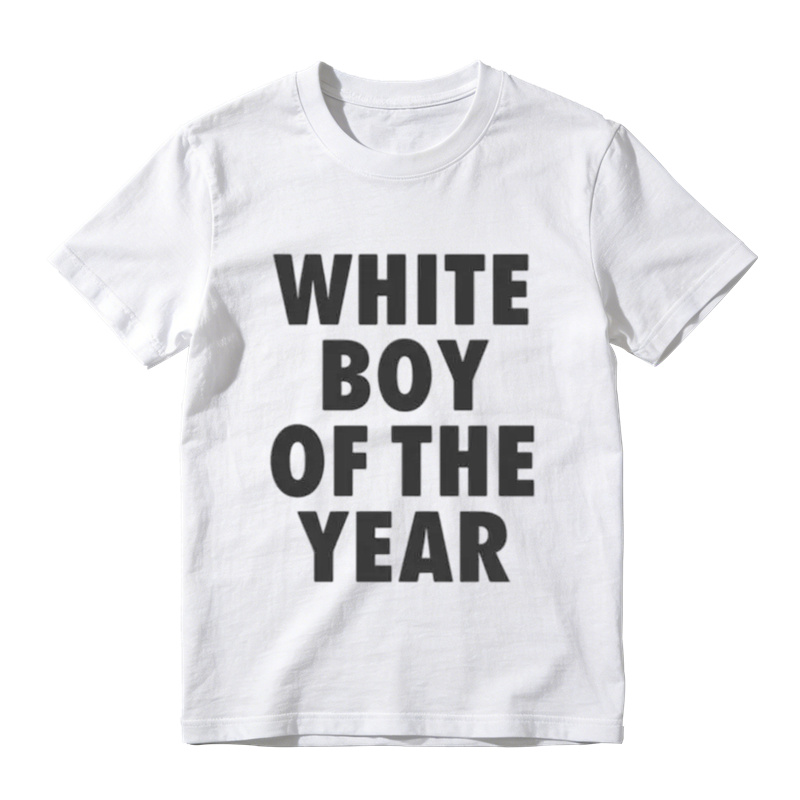 "White Boy Of The Year" Oversized Round Neck Short Sleeve 100% Cotton Funny Graphic Viral Meme T-Shirt