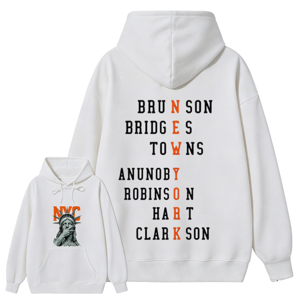 NewYork 2 side Graphic  Hoodie , Basketball Fans Apparel, Knicks Basketball Style Shirt, Basketball Streetwear, Orange Letter Graphic, Vintage Concert Game Day Gift For Fans, Unisex Top, Vibes
