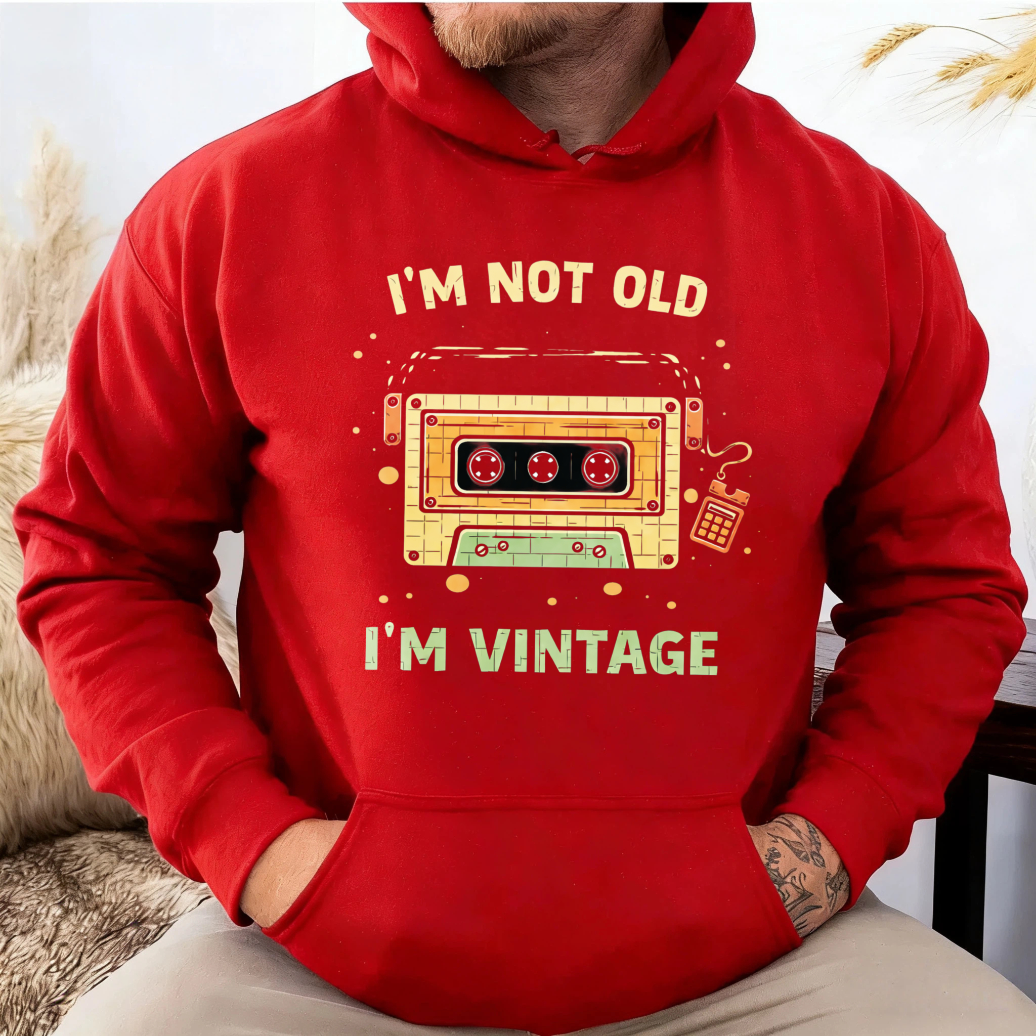 TEECURENT Gildan I M Not Old I M Vintage Cassette Tape Hoodie Retro Music Sweatshirt Unisex Pullover Casual Wear