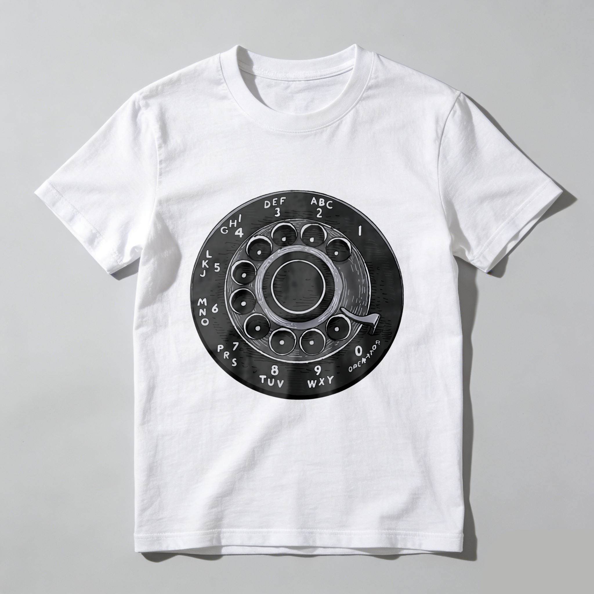 Retro Rotary Dial Phone T-Shirt Vintage Telephone Design Black Classic Men's Shirt Made In Usa