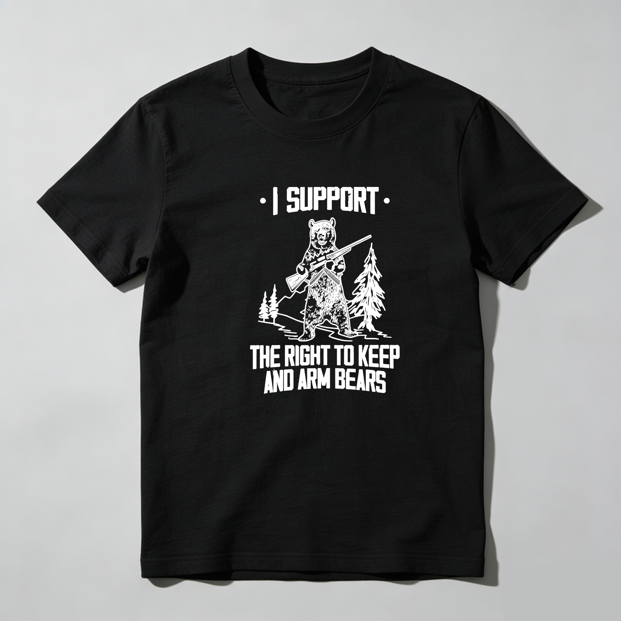 TEECURENT I Support The Right To Keep And Arm Bears Pure Cotton Short Sleeve T Shirt-TeeCurent