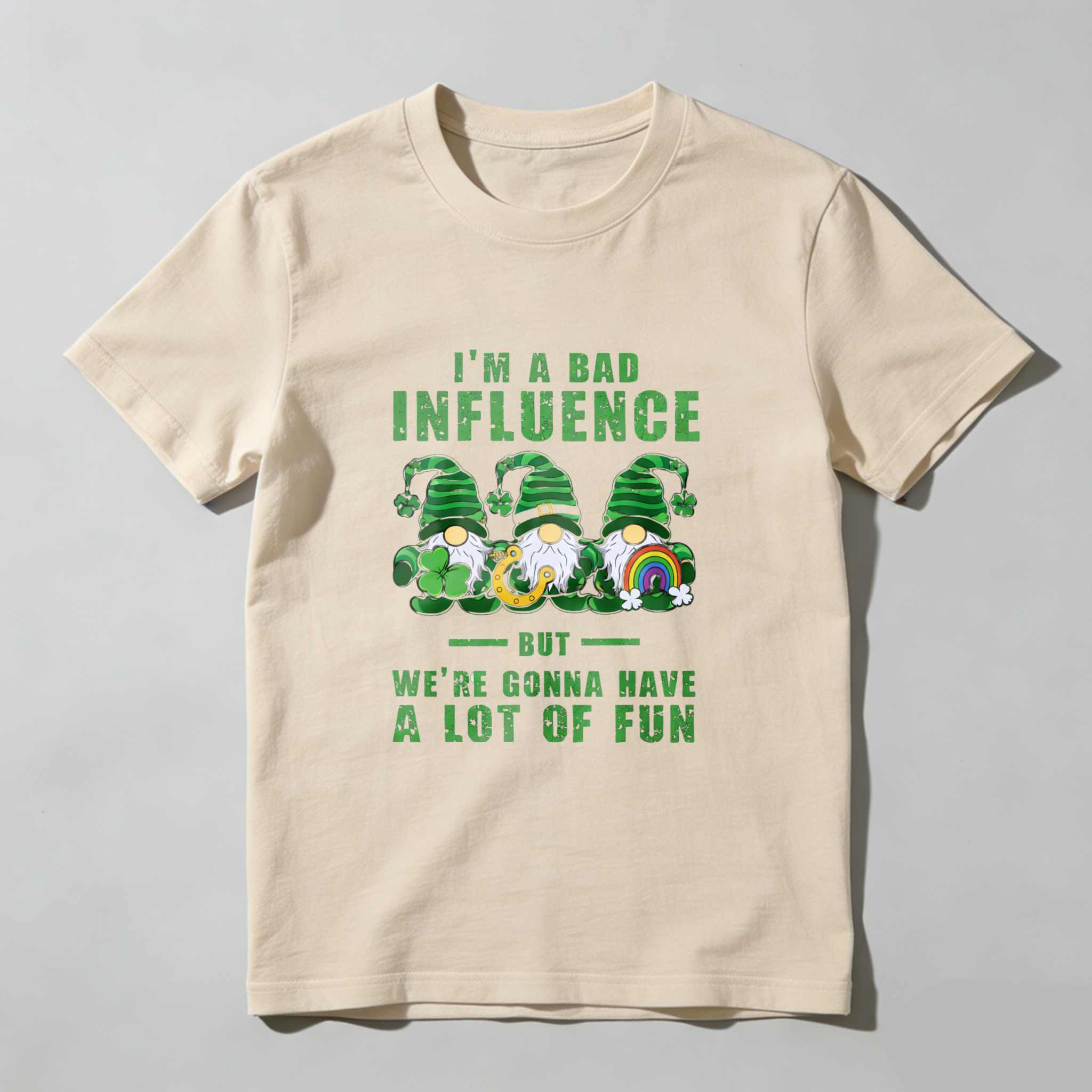 TEECURENT I M A Bad Influence But Were Gonna Have A Lot Of Fun St Patrick S Day Gnome T Shirt