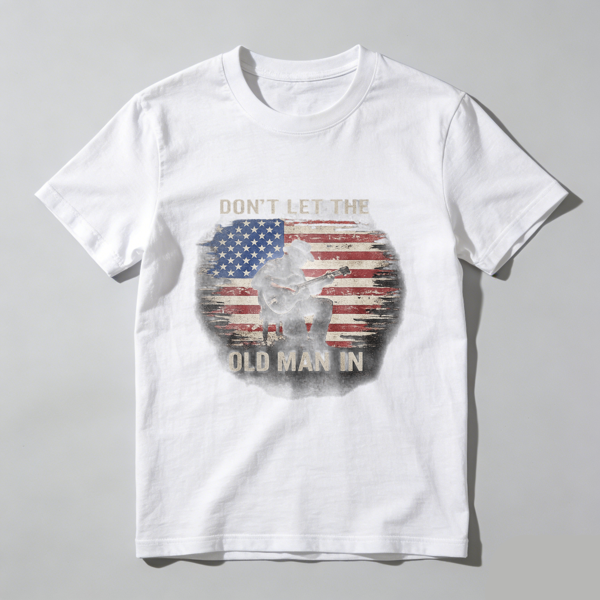 TEECURENT Dont Let The Old Man In American Flag Guitar Player T-Shirt