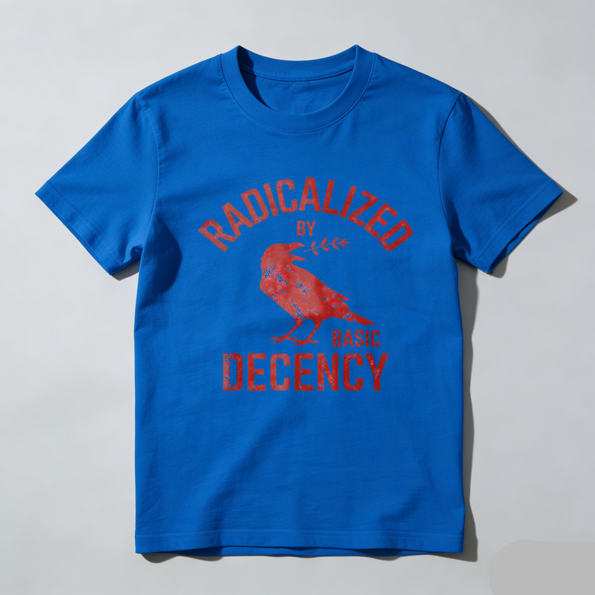 TEECURENTRadicalized By Basic Decency T Shirt With Crow Graphic Design Black Cotton Men Women Unisex Apparel-TeeCurent