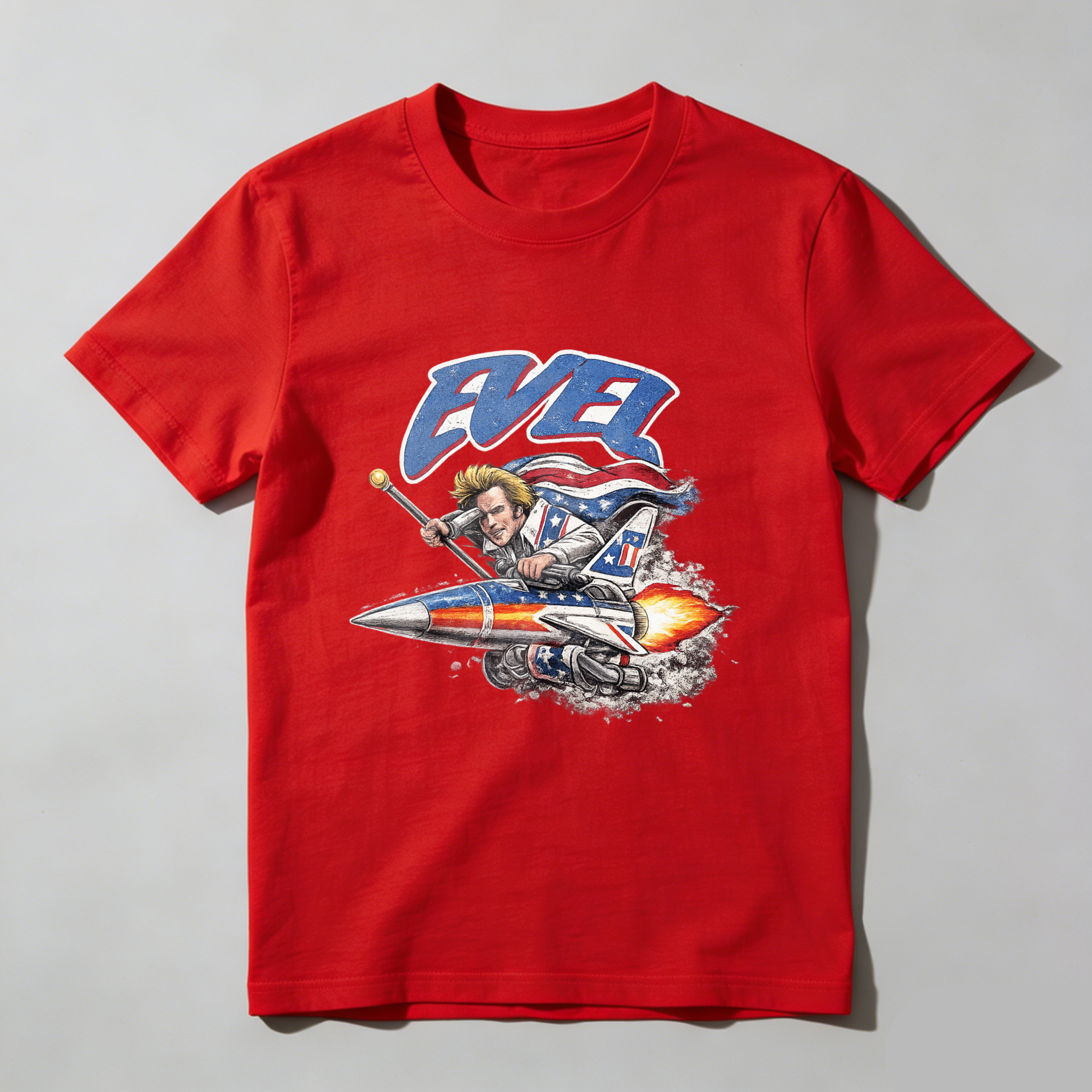 Ever Rock Star Guitar Player Riding Rocket Ship T-Shirt Made In Usa