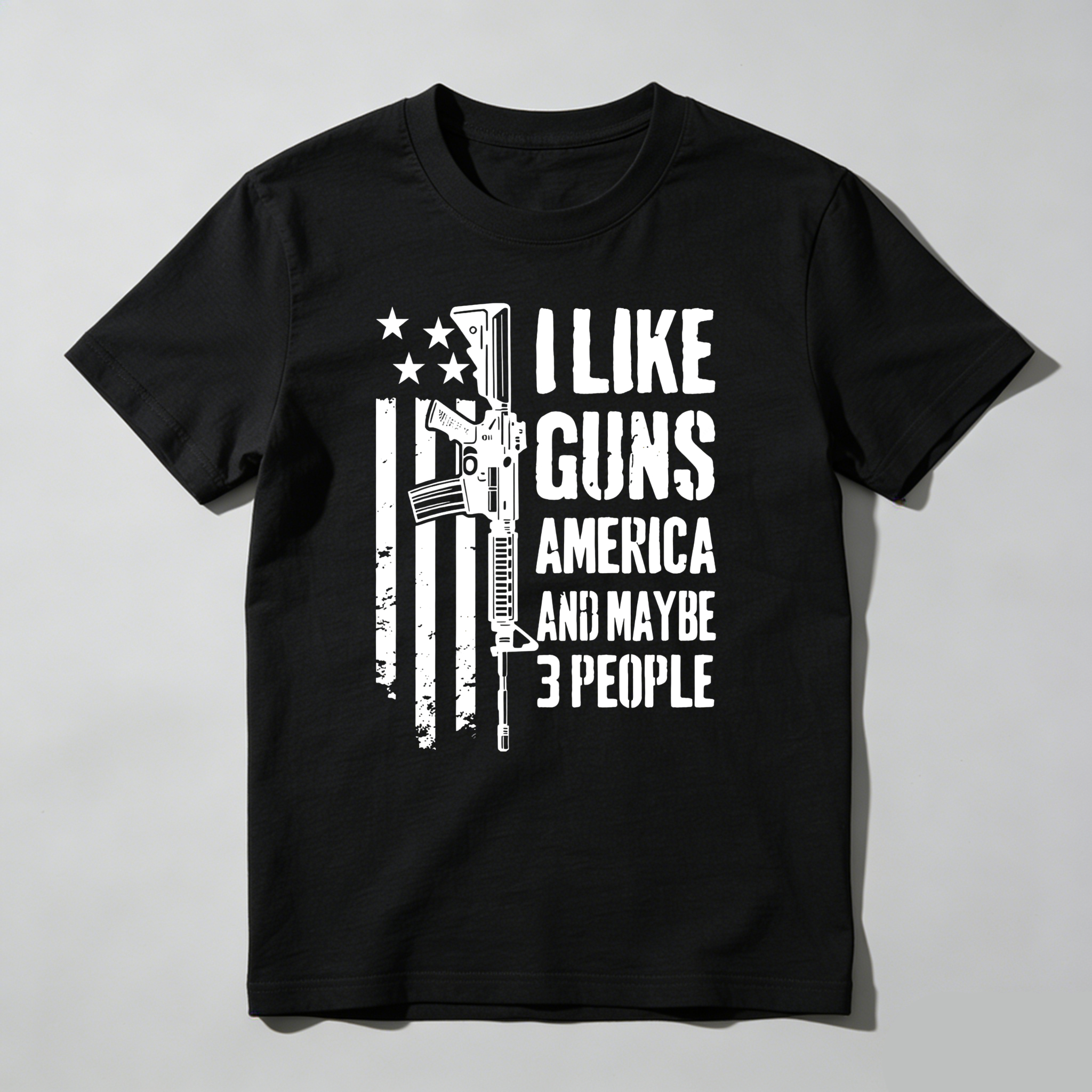 TEECURENT I Like Guns America And Maybe 3 People Pure Cotton Short Sleeve T Shirt-TeeCurent