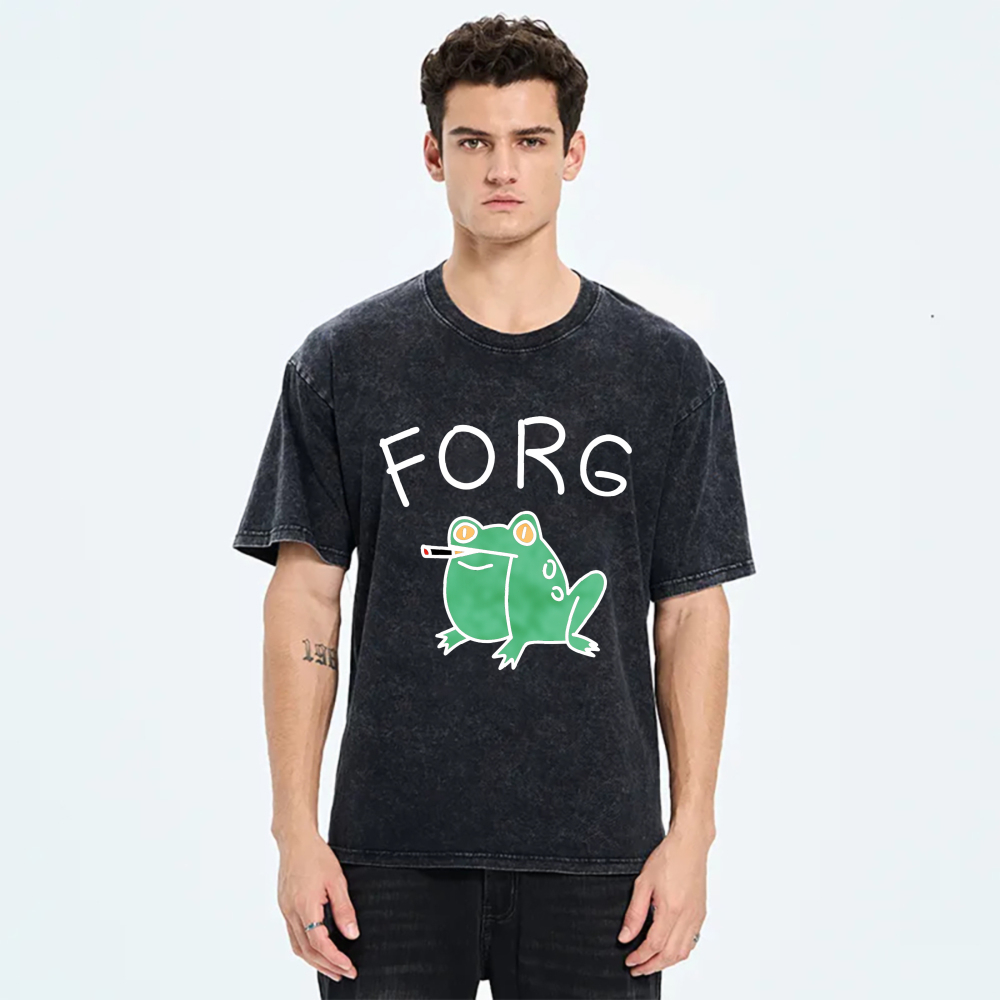 Frog Smoking Cigarette With Text Above tshirt 100% cotton