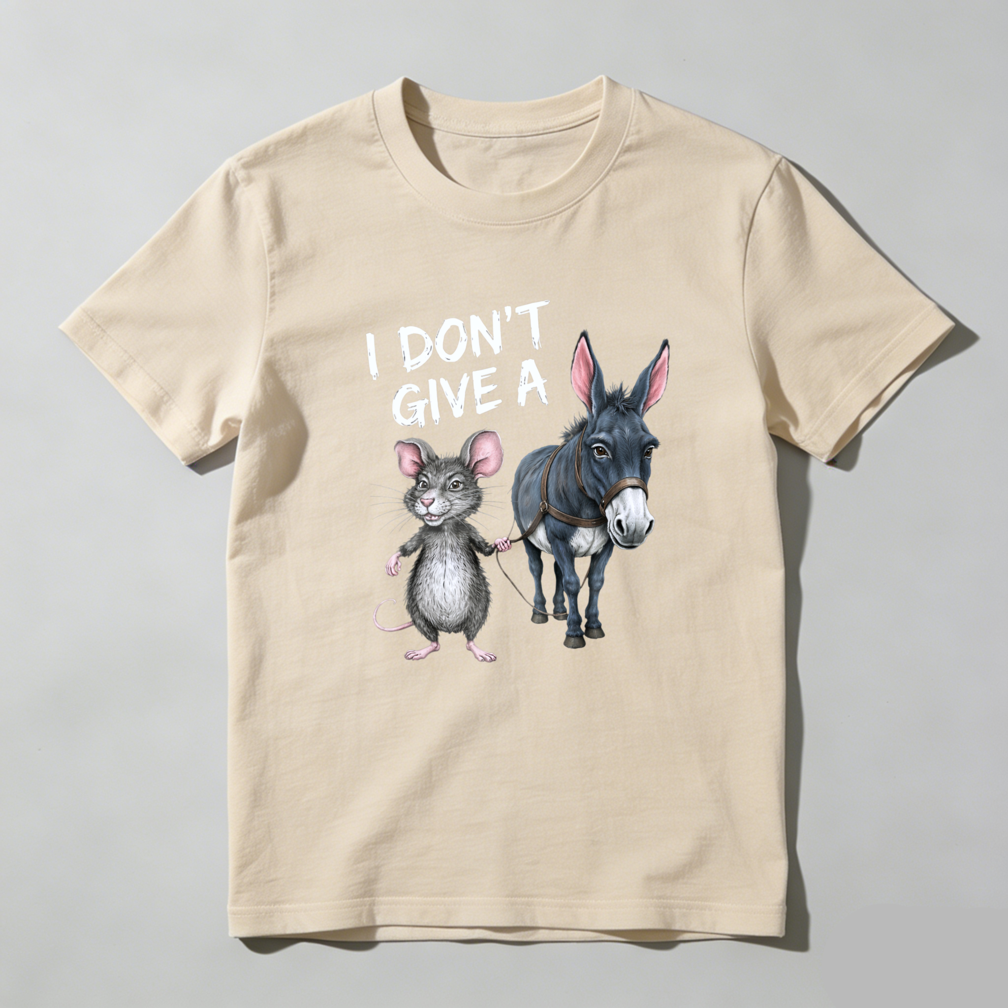 TEECURENT I Dont Give A Mouse And Donkey Funny T-Shirt Humor Animal Design Casual Wear-TeeCurent