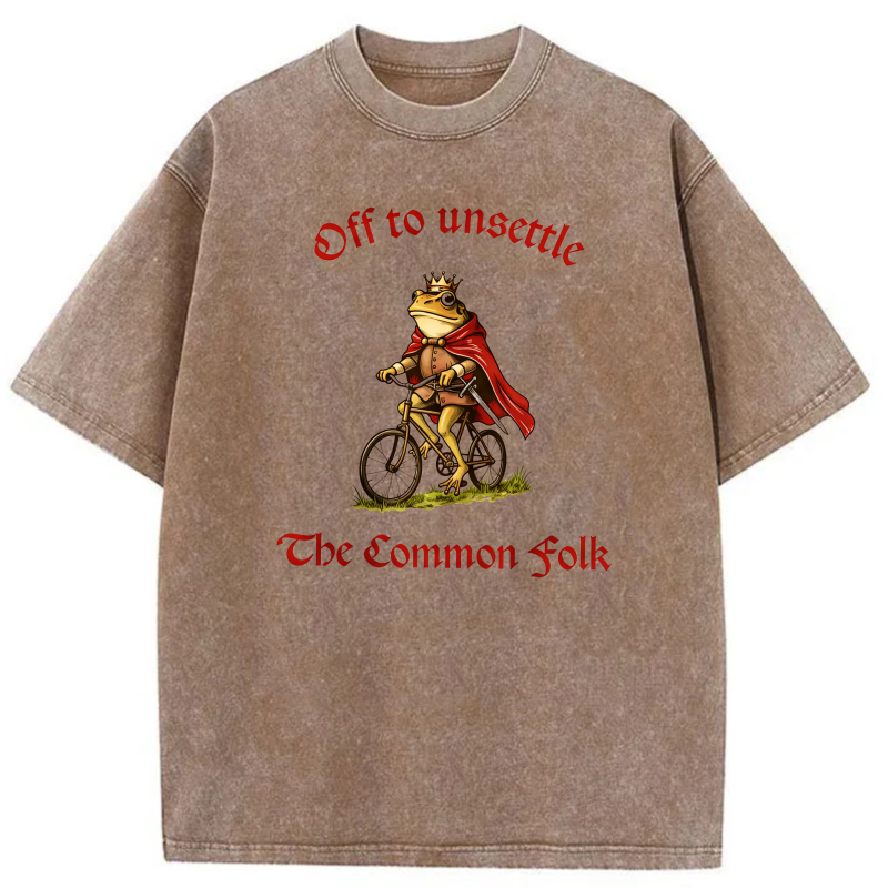 Frog King On Bicycle With Cape And Crown tshirt 100% cotton