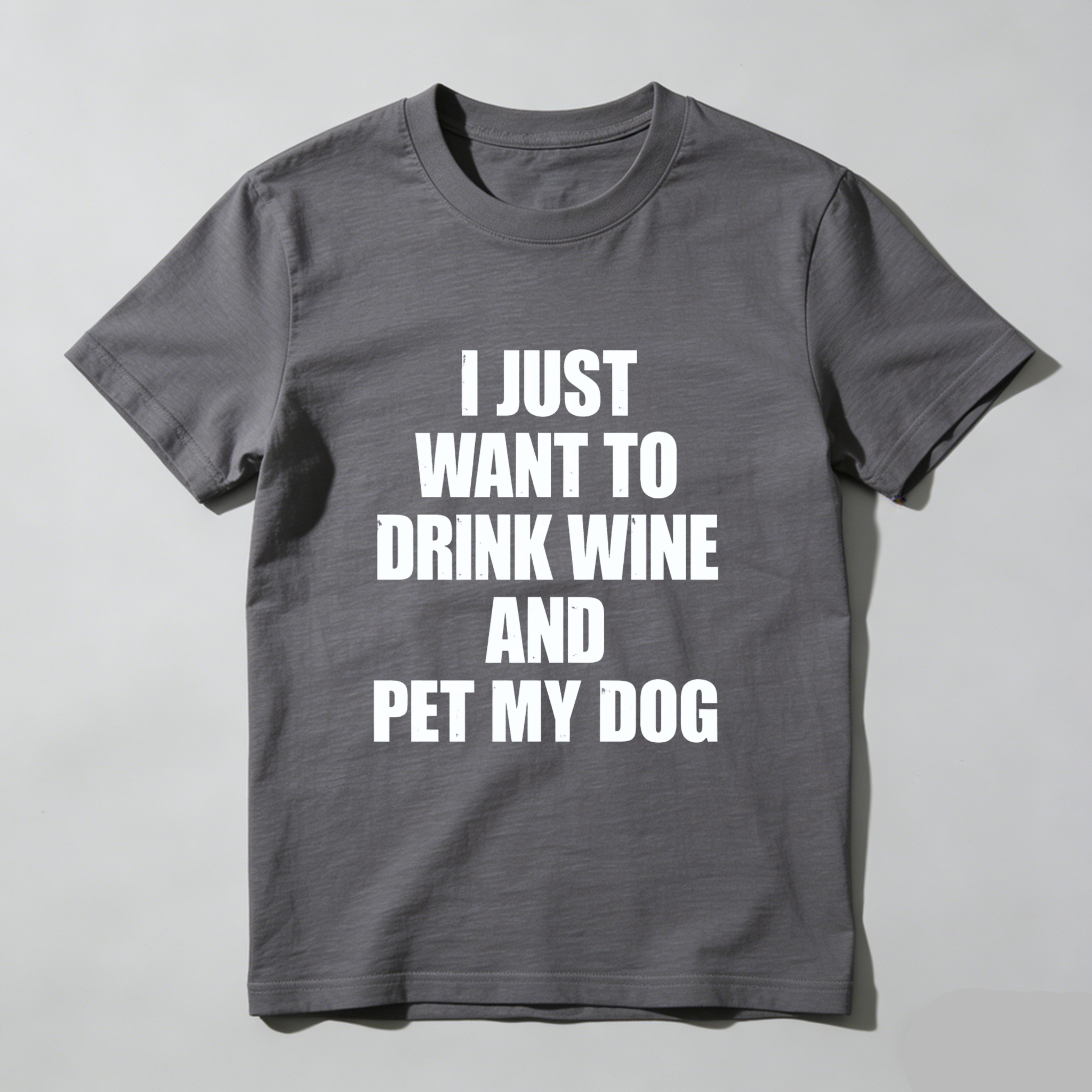 TEECURENT I Just Want To Drink Wine And Pet My Dog T Shirt WOMEN