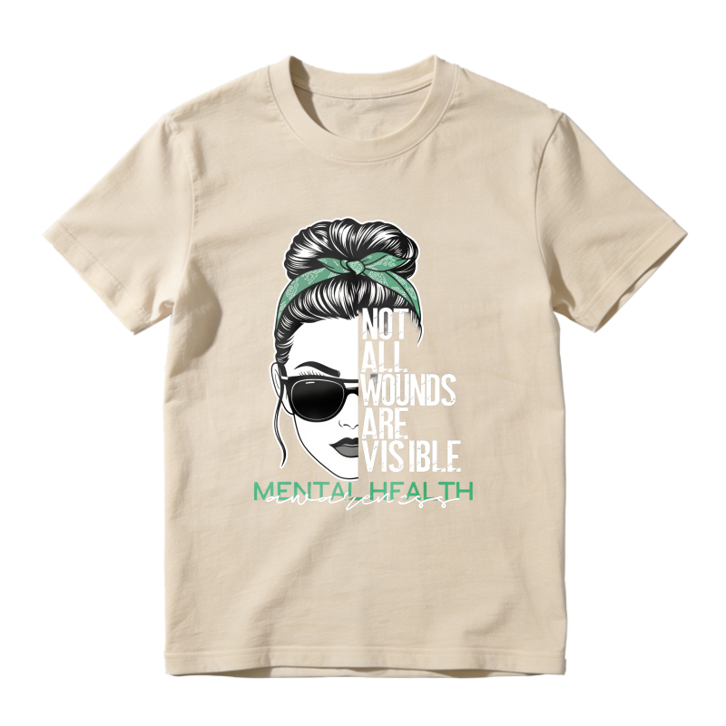 Dorawear™ Mental Health Awareness Not All Wounds Are Visible Woman With Sunglasses And Hair Bun Unisex Classic T-shirt