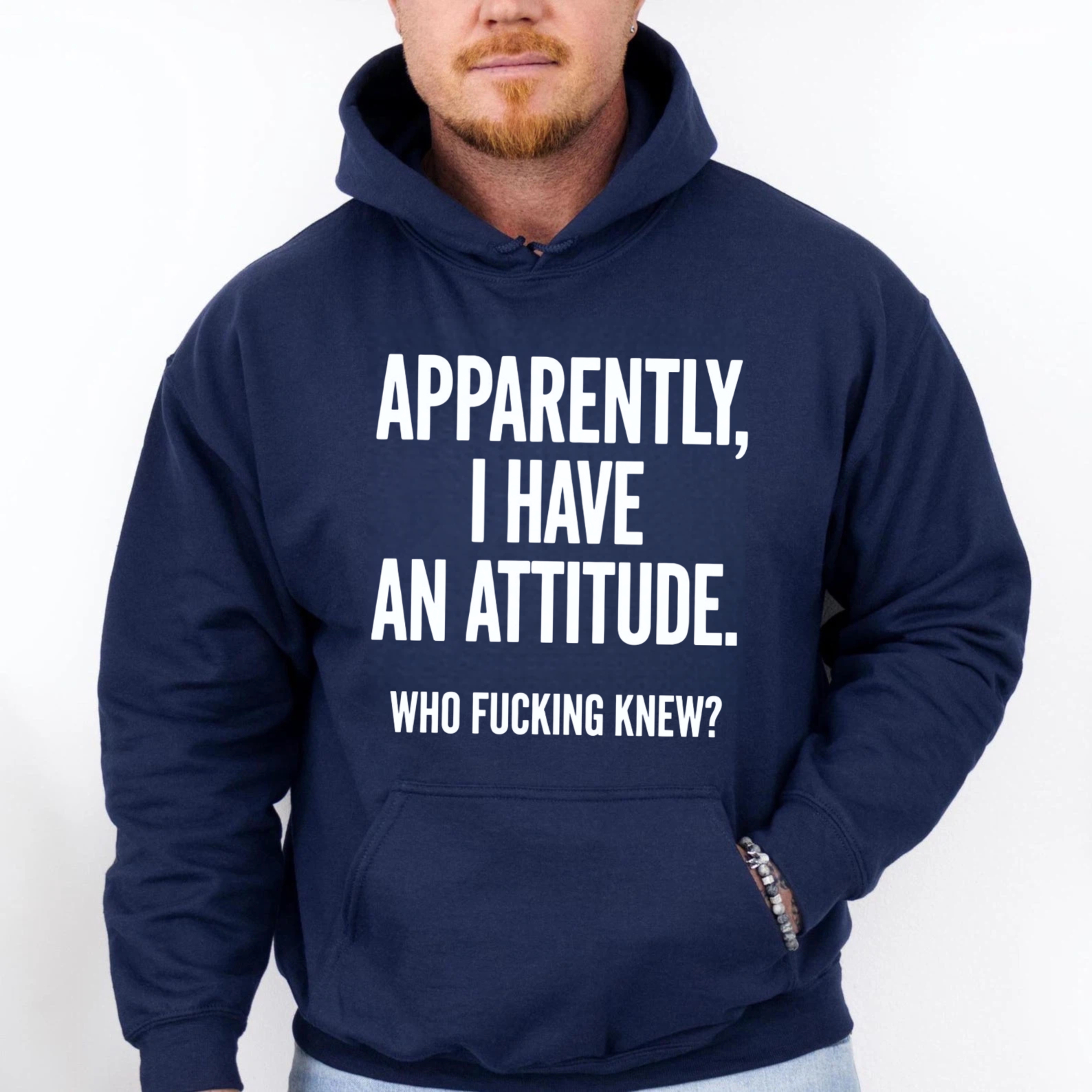 TEECURENT Gildan Apparently I Have An Attitude Who Fucking Knew Hoodie Sweatshirt Black Casual Wear For Men Women Funny Sarcasm Statement Pullover Top
