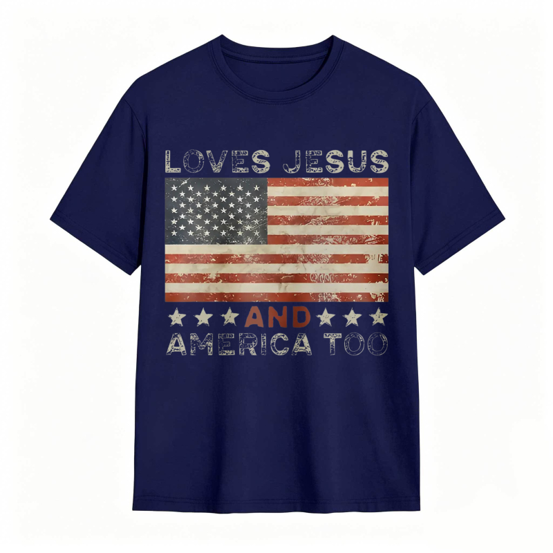 American Flag Print Graphic Tee