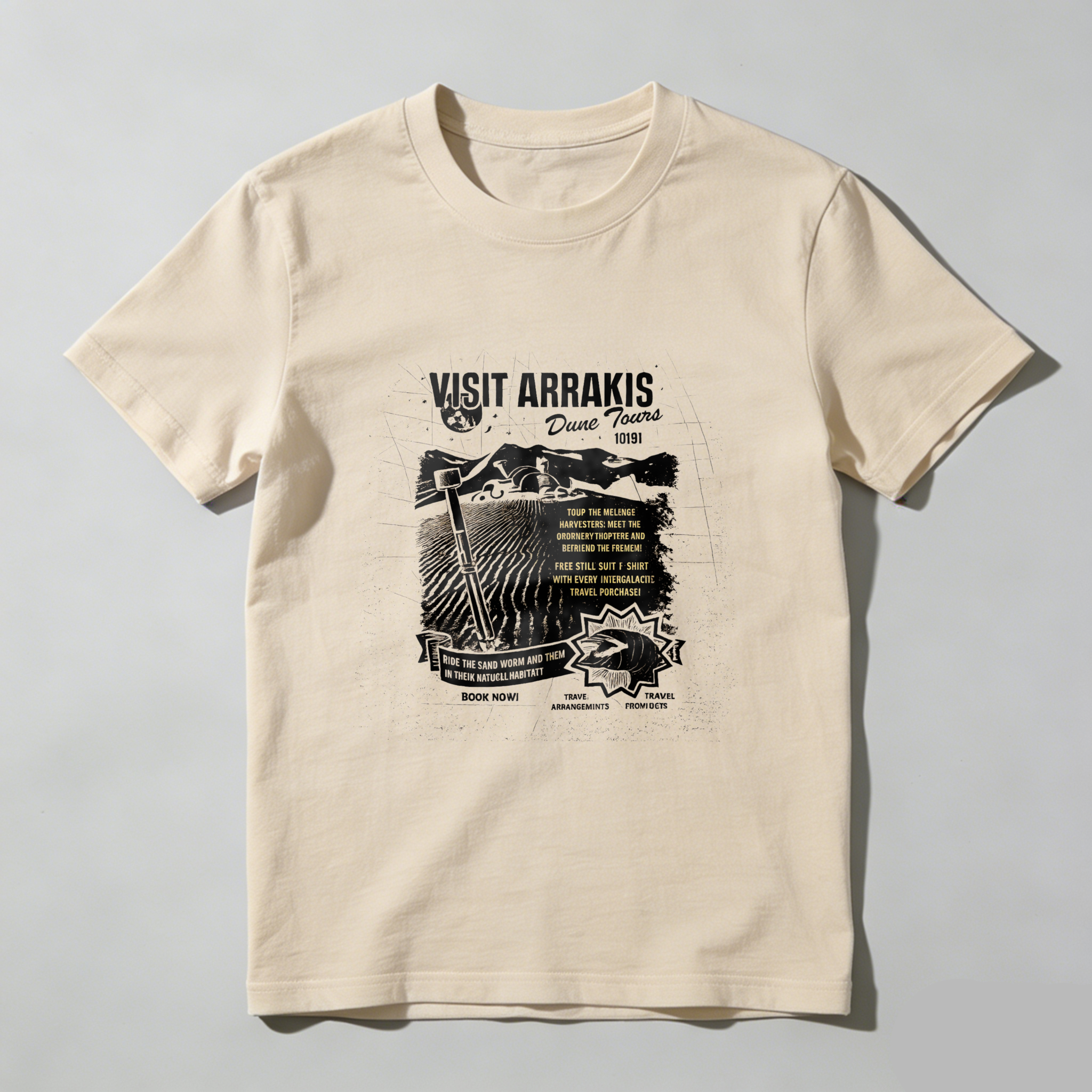 TEECURENT Visit Arrakis Dune Tours 1983 T Shirt Star Wars Inspired Desert Adventure Graphic Tee