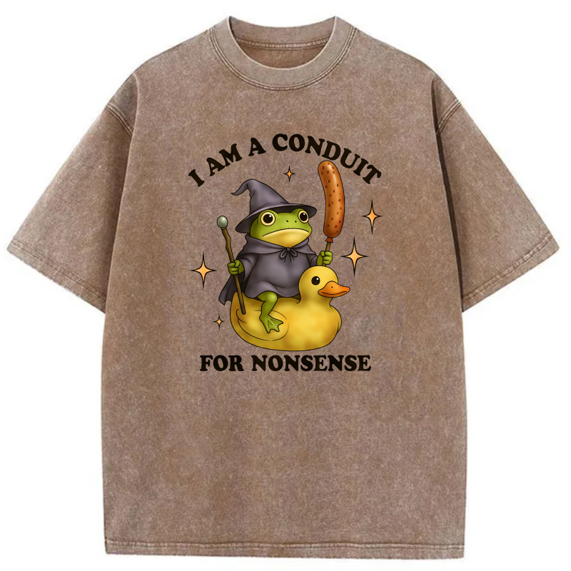 Frog Wizard Riding Duck With Sausage tshirt 100% cotton