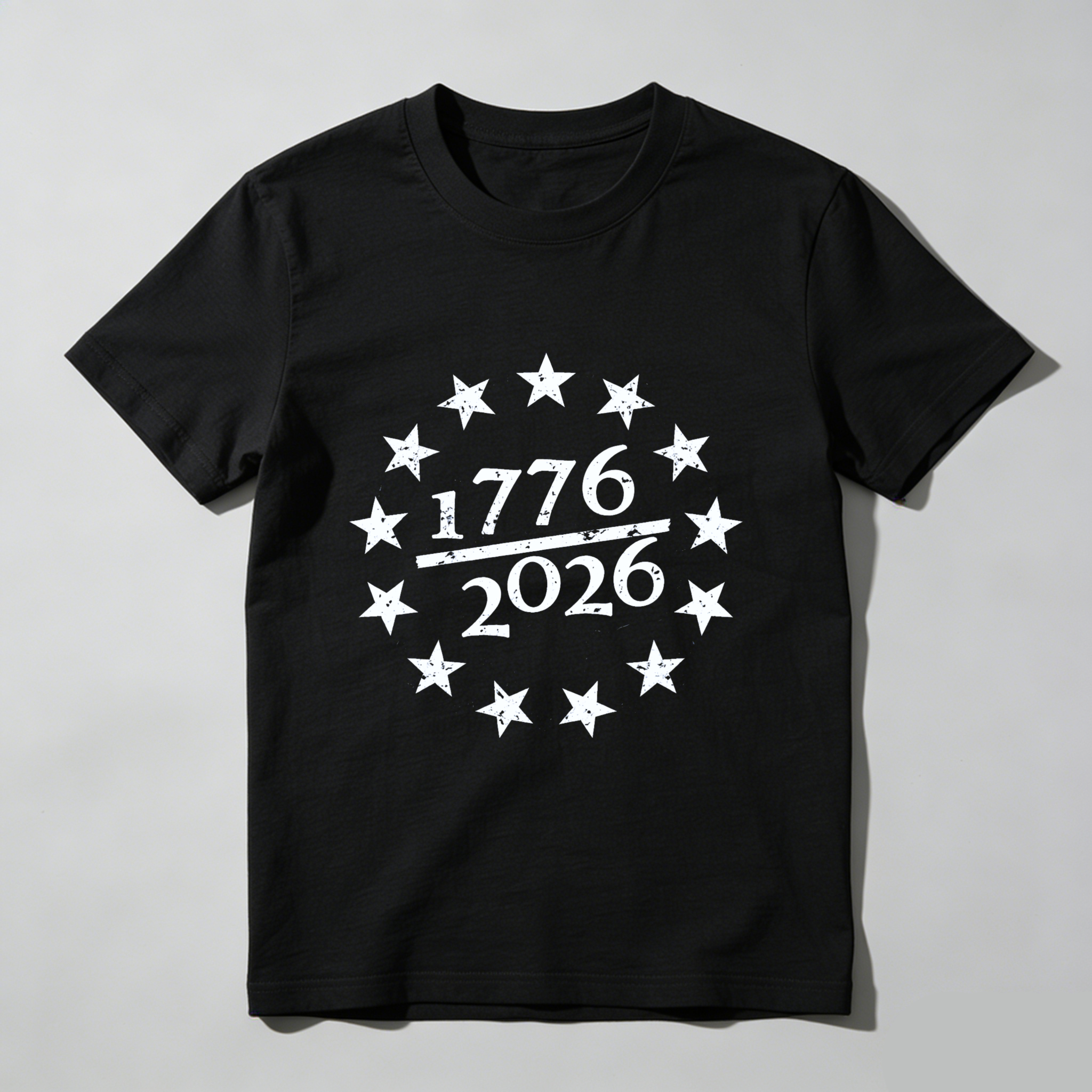 1776 To 2026 Independence Day Celebration T-Shirt American Patriotic Stars Design Black Shirt
