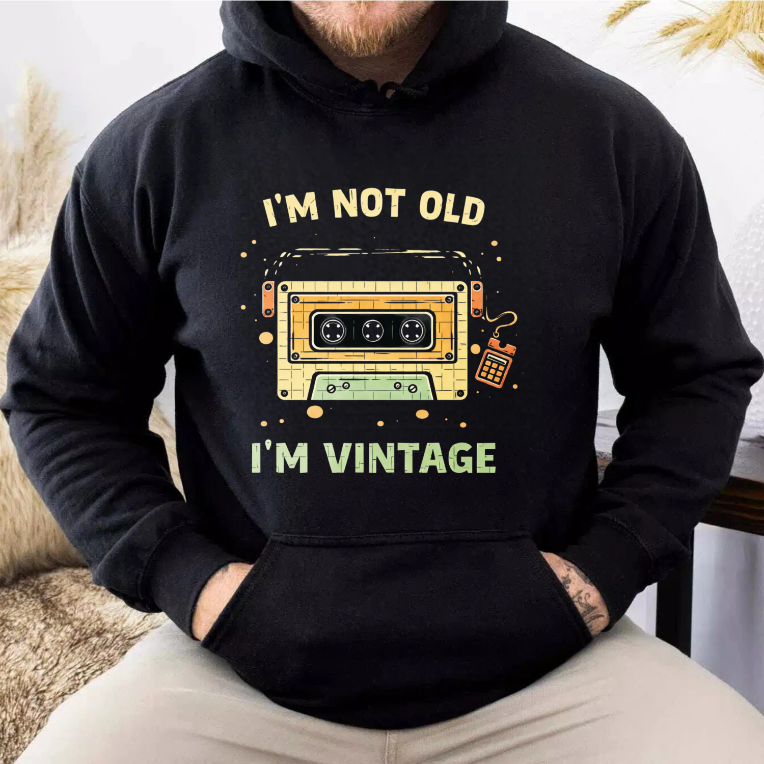 TEECURENT Gildan I M Not Old I M Vintage Cassette Tape Hoodie Retro Music Sweatshirt Unisex Pullover Casual Wear