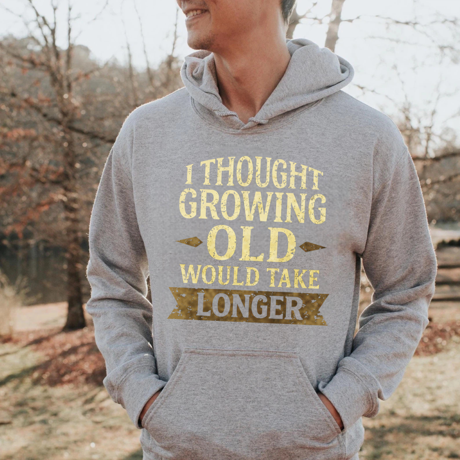 TEECURENT Gildan I Thought Growing Old Would Take Longer Hoodie Sweatshirt Unisex Casual Pullover With Front Pocket For Men Women Funny Statement Graphic Top