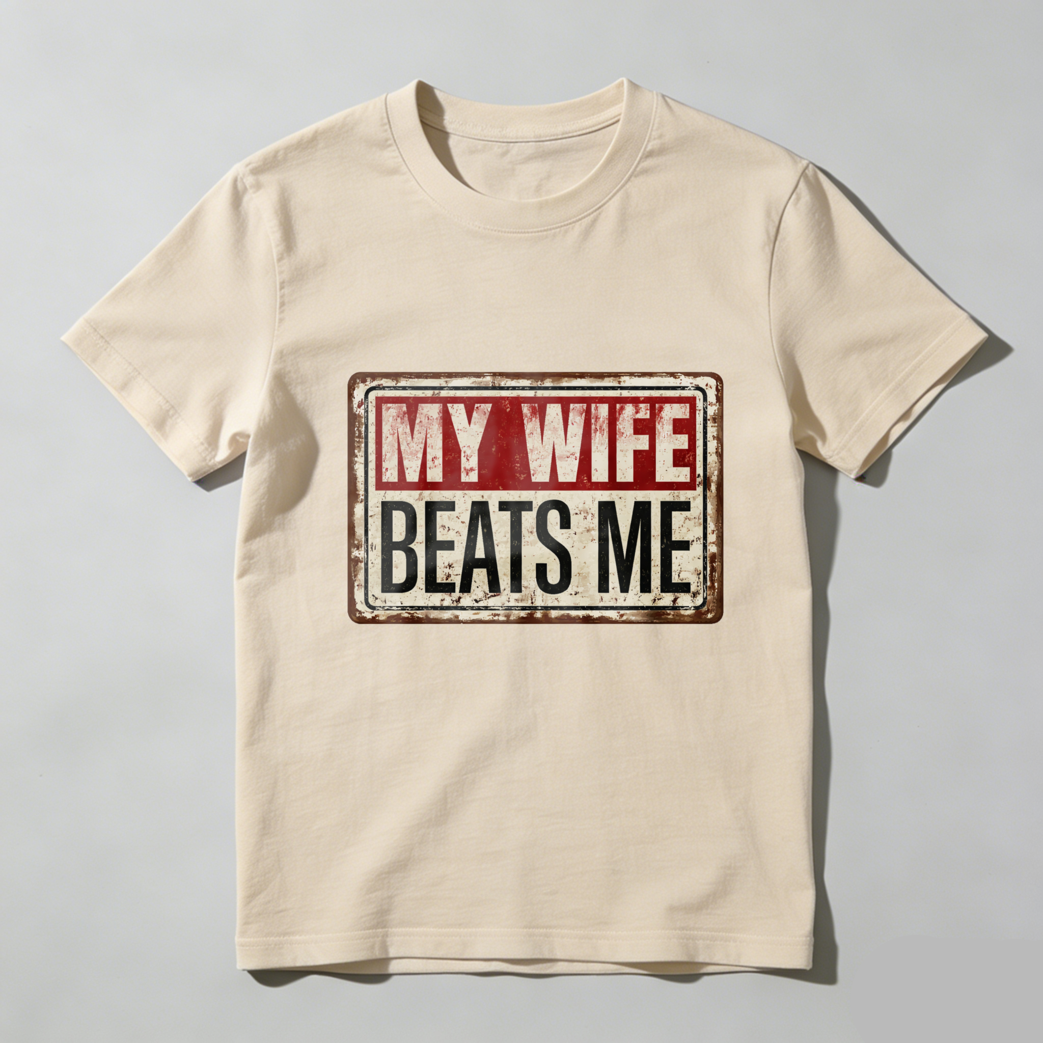 TEECURENT My Wife Beats Me Vintage Style T Shirt For Men Funny Couple Gift Black Cotton Tee-TeeCurent