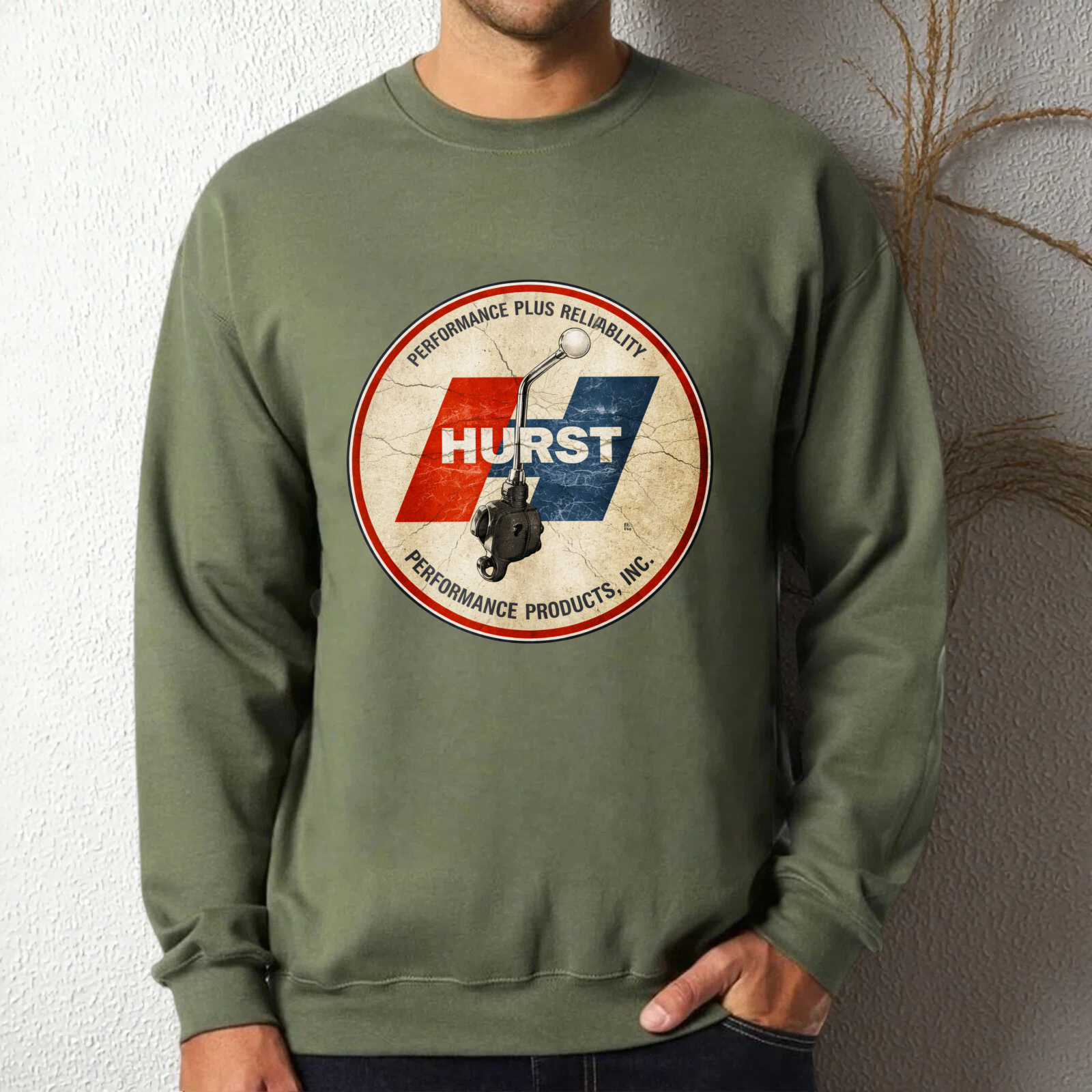 TEECURENT Hurst Performance Plus Reliability Sweatshirt With Vintage Logo Design For Automotive Enthusiasts