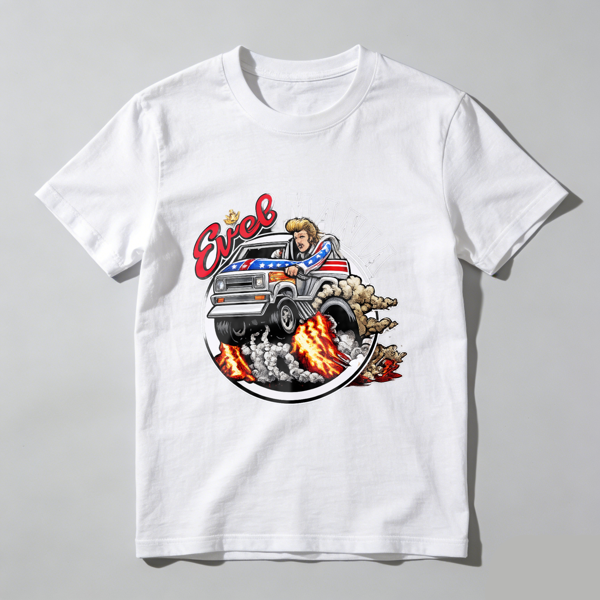Eric Mania American Flag Truck Graphic T-Shirt Made In Usa