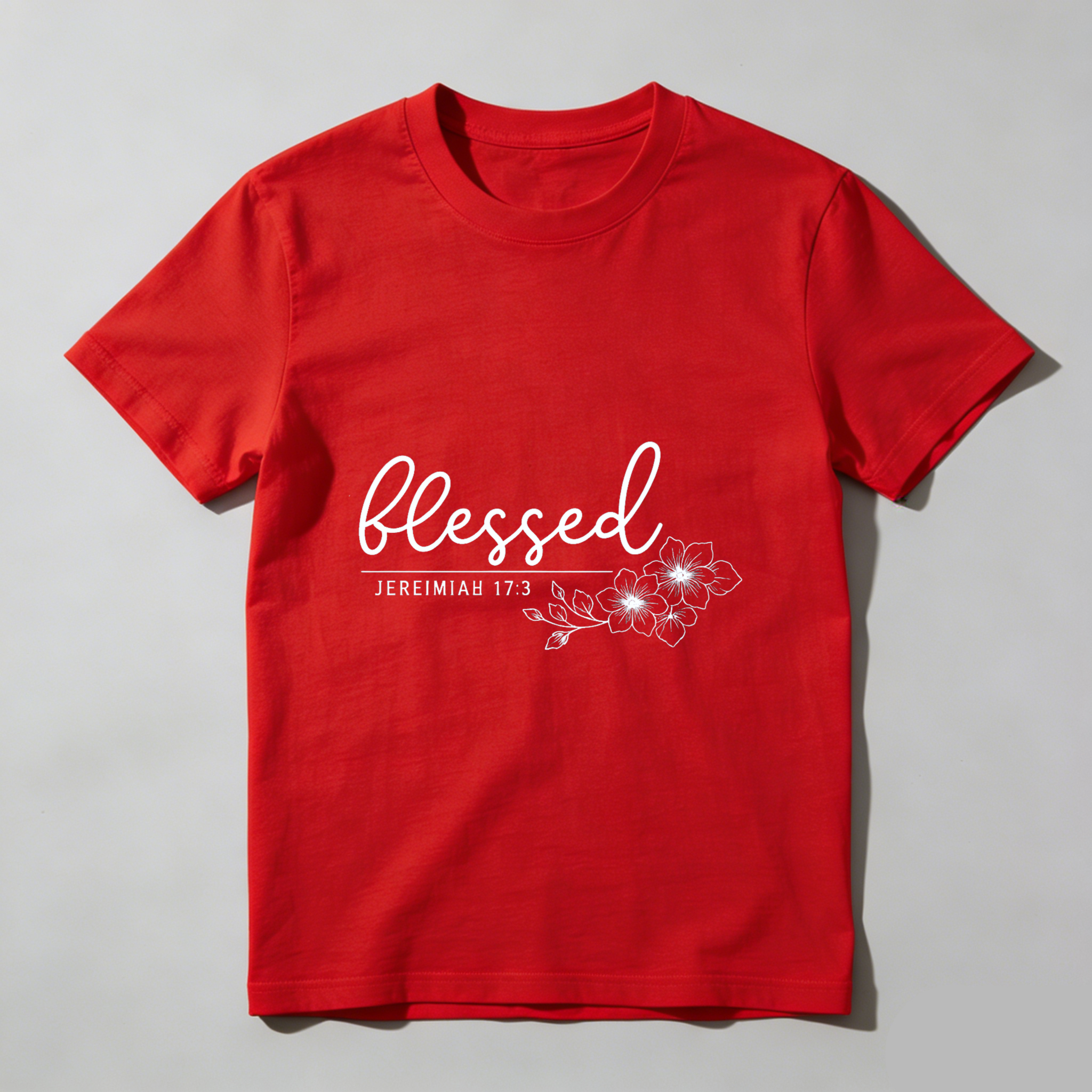 TEECURENT Blessed Jeremiah 17 3 Christian T Shirt With Floral Design For Women And Men Faith Inspired Bible Verse Clothing WOMEN