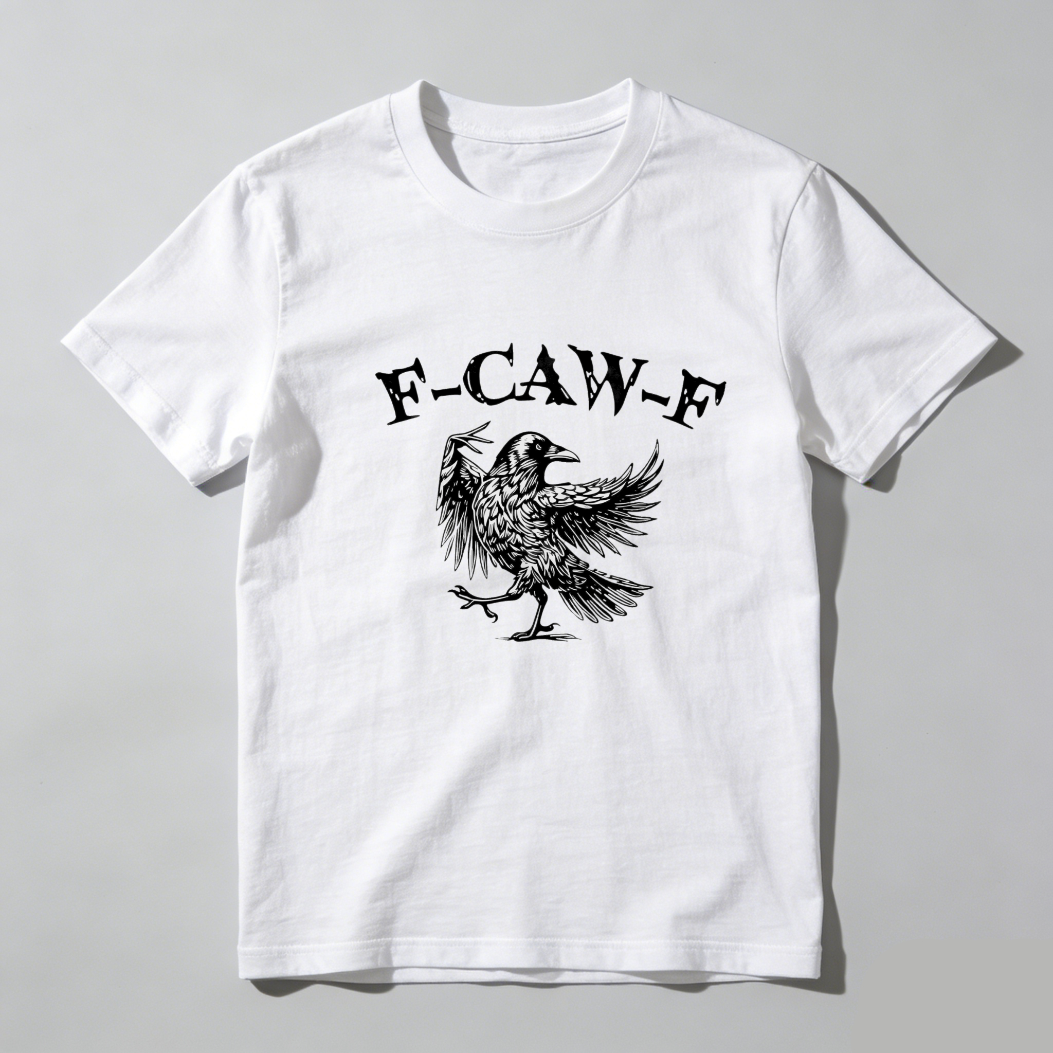 TEECURENT F Caw F Crow Graphic Pure Cotton Short Sleeve T Shirt-TeeCurent