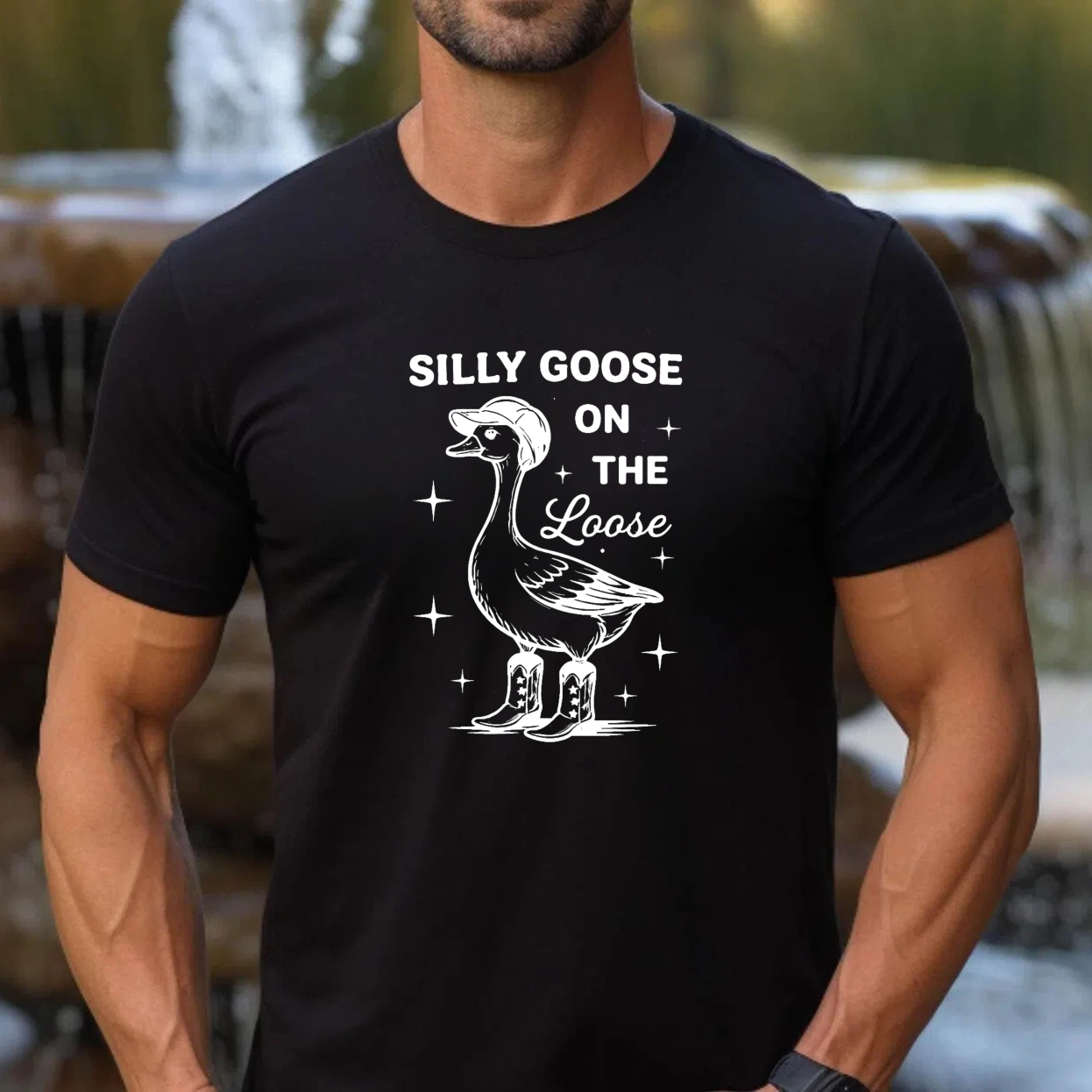 Silly Goose On The Loose Funny Duck T Shirt With Stars And Boots Design For Men Women Unisex Casual Wear