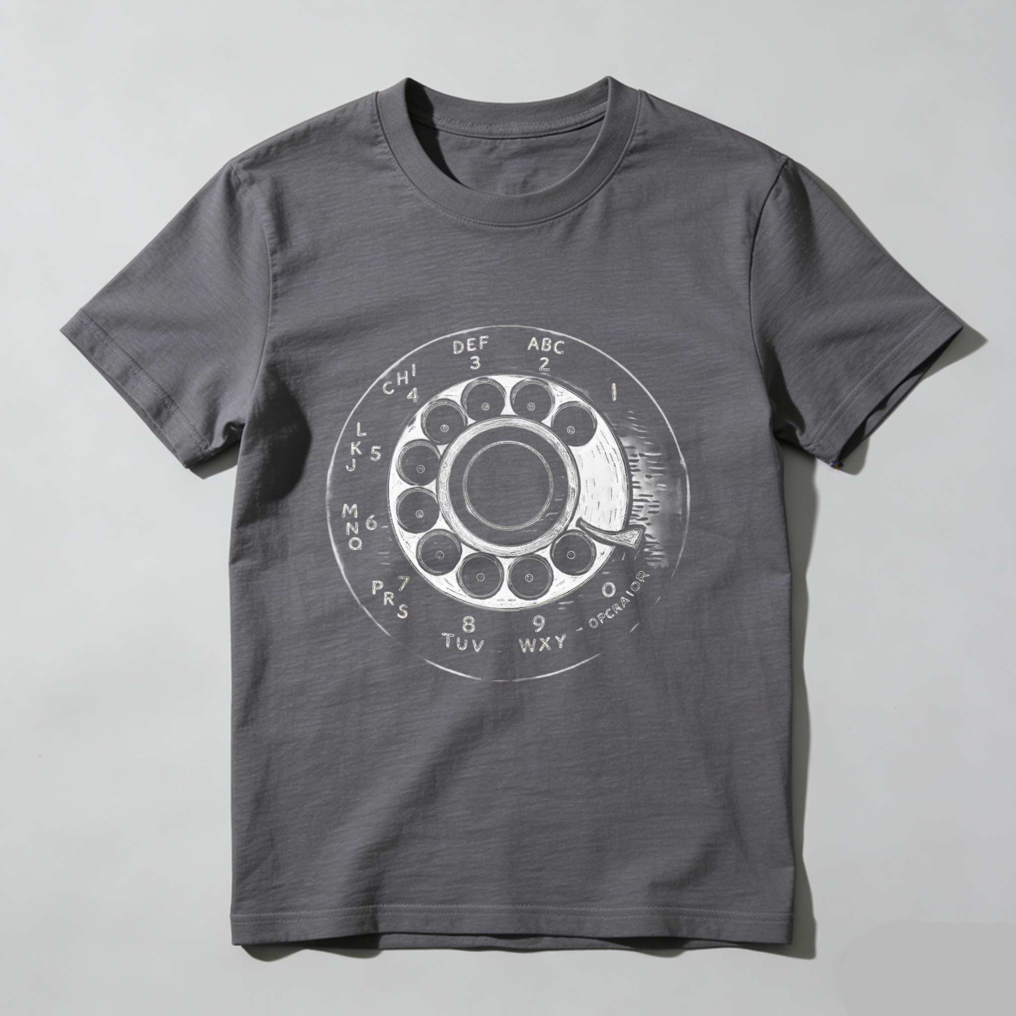Vintage Rotary Phone Dial Design T Shirt Made In Usa Classic Retro Telephone Pattern Black Cotton Unisex Tee