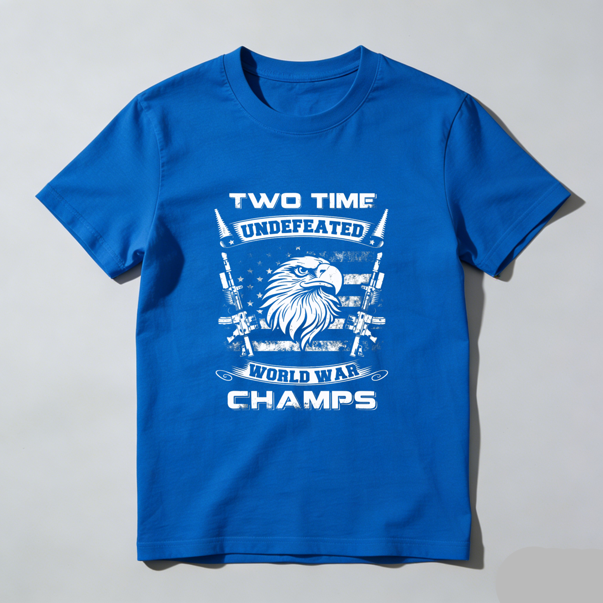 TEECURENT Two Time Undefeated World War Champs Eagle Patriotic T Shirt