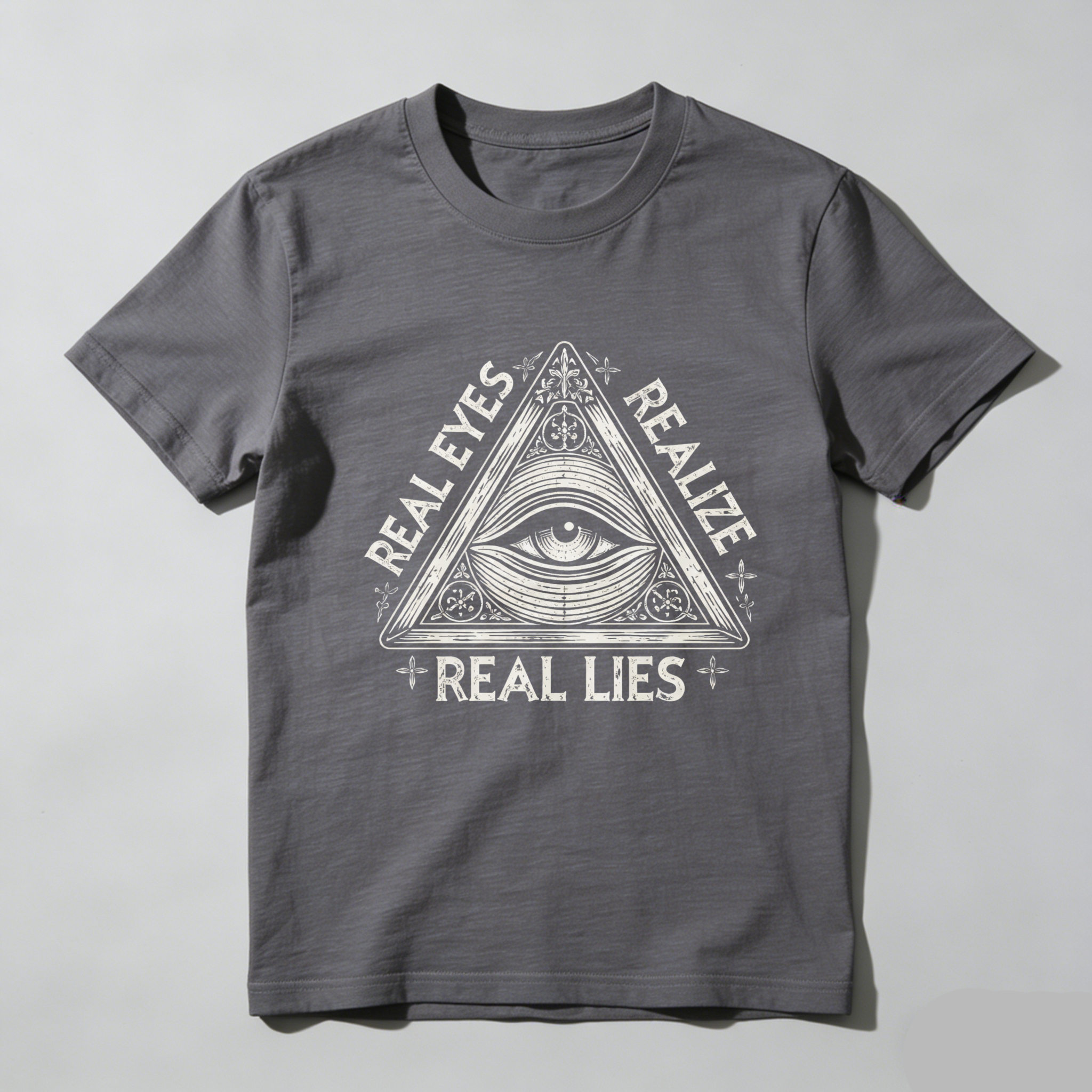 TEECURENT  Real Eyes Realize Real Lies Eye Pyramid Symbol TEECURENT