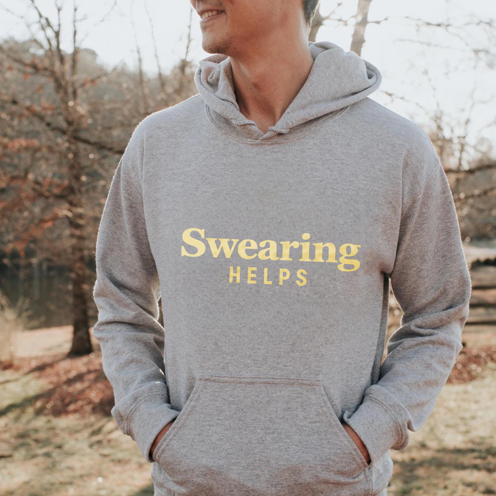 TEECURENT Gildan Swearing Helps Hoodie Black Sweatshirt With Gold Text Casual Wear For Men And Women Unisex Pullover Top Comfortable Soft Hooded Jacket Cozy Streetwear Fashion Statement Piece