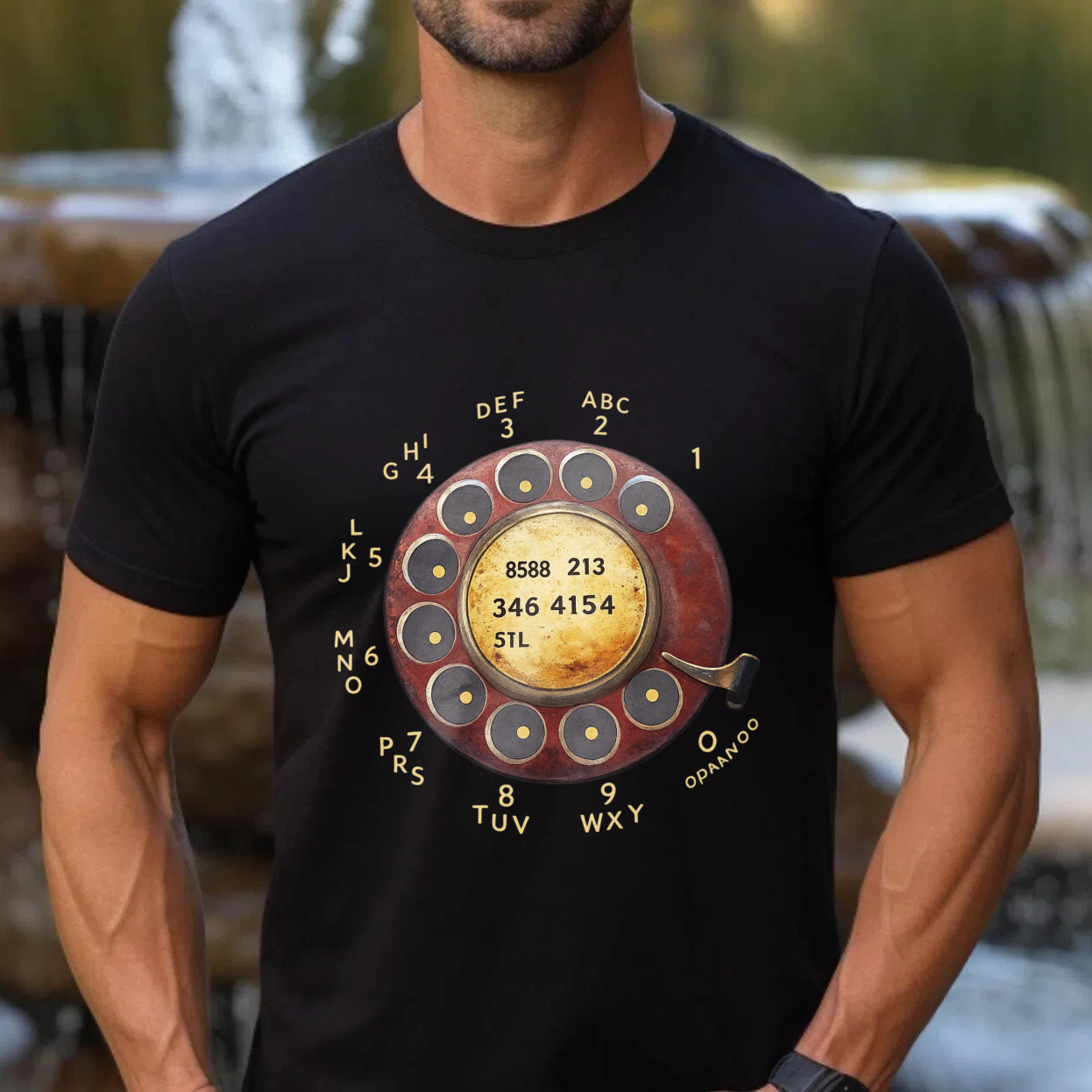 Vintage Rotary Dial Phone T-Shirt Made In Usa Retro Telephone Design Black Cotton Shirt For Men And Women Classic Communication Theme Gift Idea