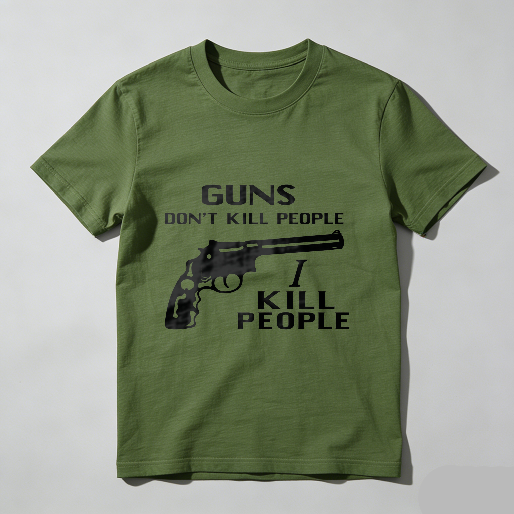 TEECURENT Guns Dont Kill People I Kill People T Shirt With Pistol Graphic Black Cotton Tee Men Women Unisex Apparel