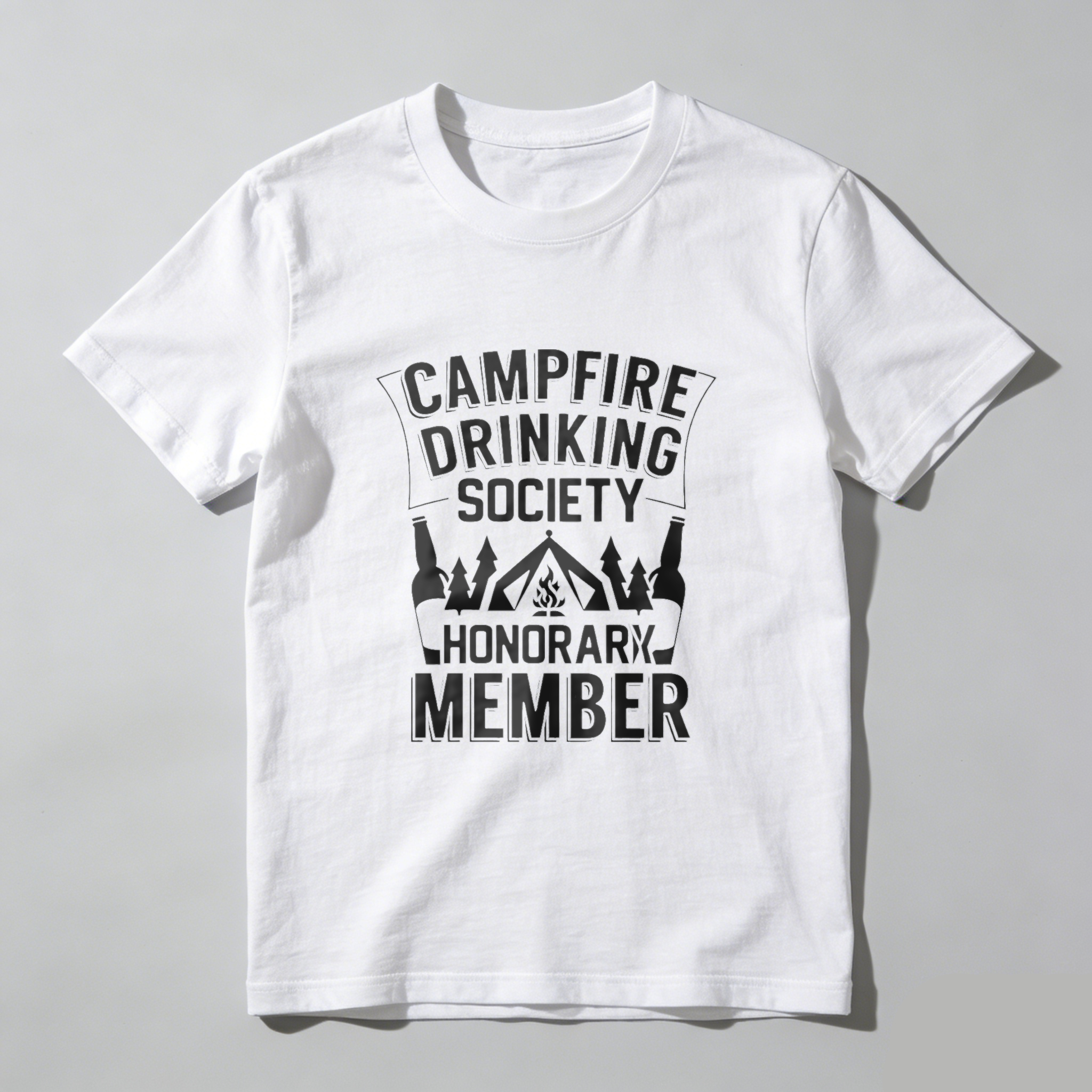 TEECURENT Campfire Drinking Society Honorary Member T-Shirt Outdoor Camping Beer Party Shirt Funny Gift For Men Women WOMEN