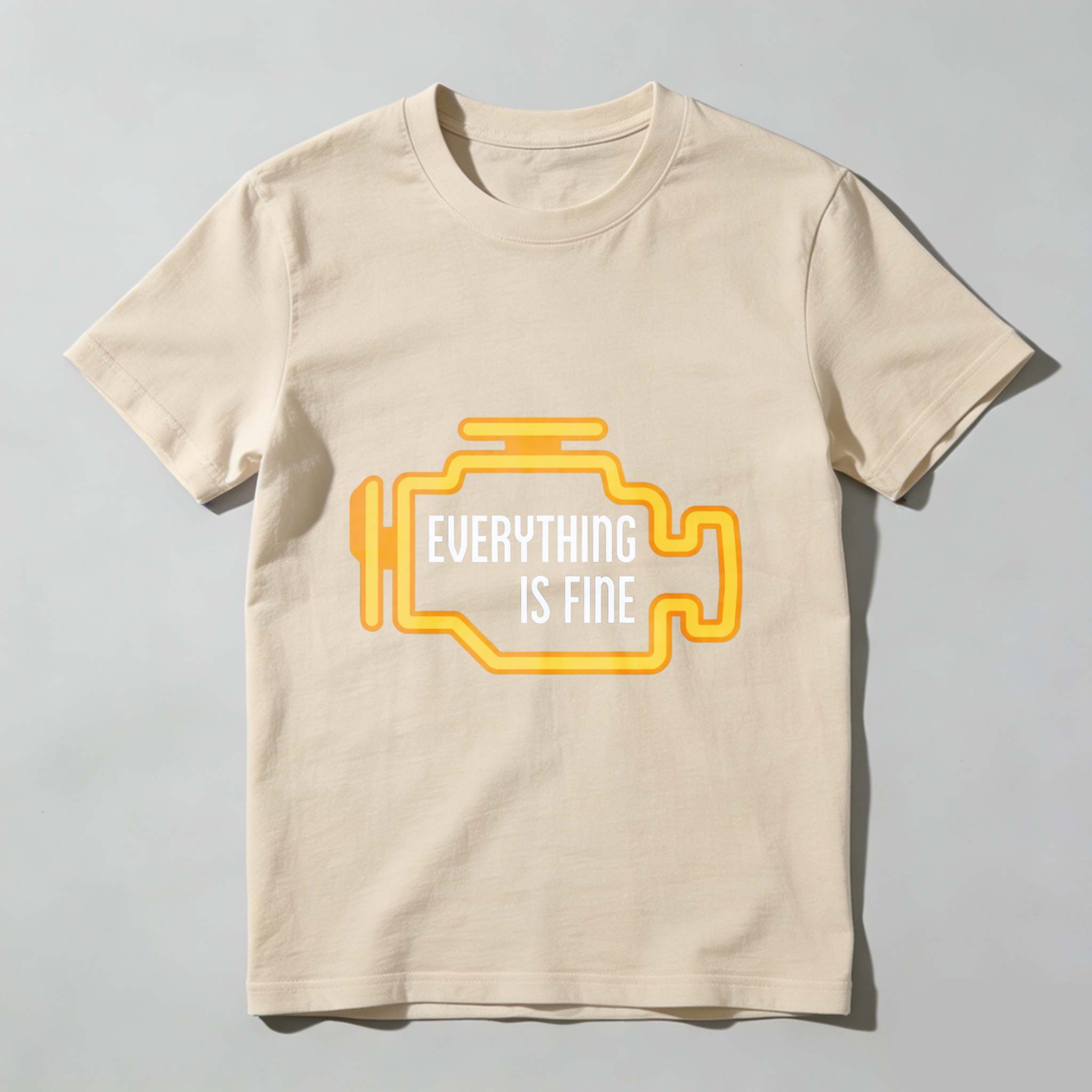 Everything Is Fine T Shirt With Car Engine Design Black Cotton Tee For Men Women Unisex Casual Wear Automotive Humor Gift