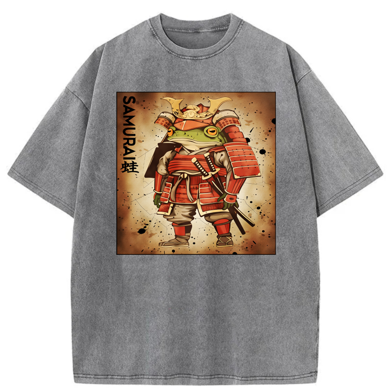 Samurai Frog In Red Armor With Sword tshirt 100% cotton