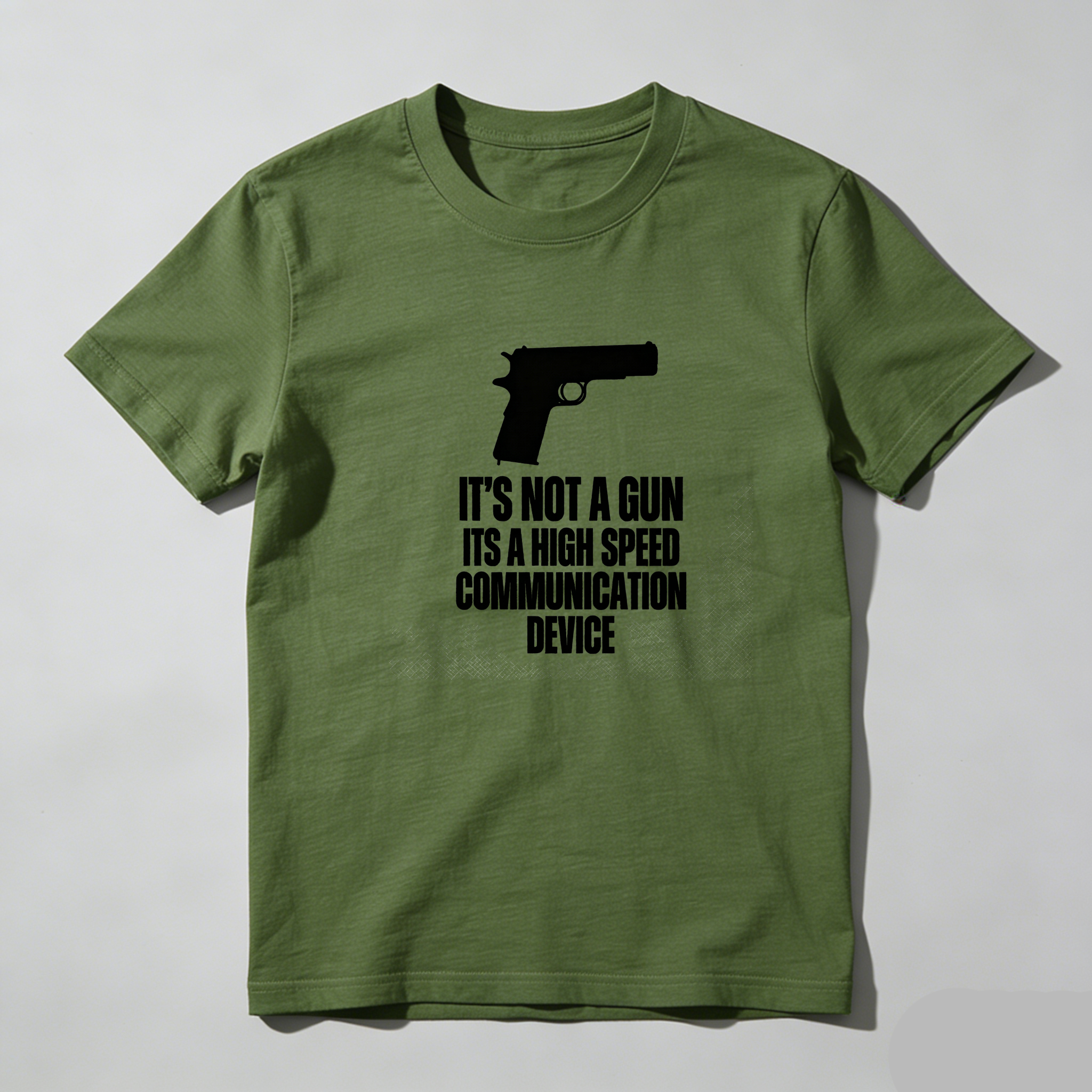 TEECURENT Its Not A Gun Its A High Speed Communication Device Pure Cotton Short Sleeve T-Shirt-TeeCurent