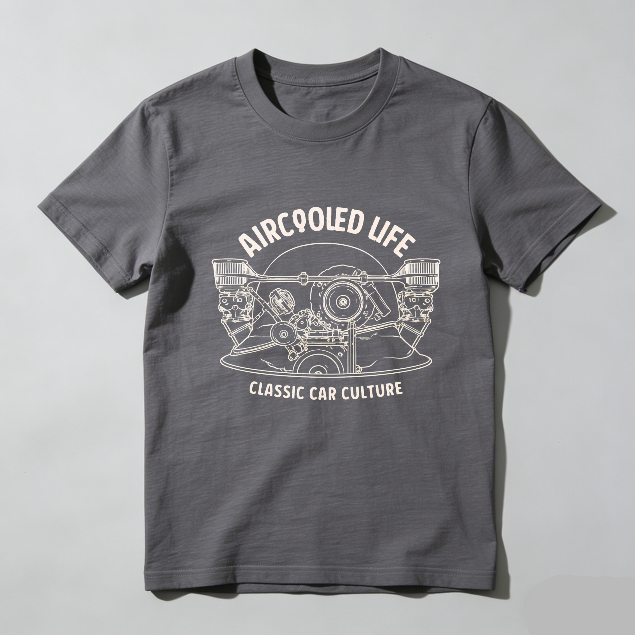 Aircooled Life Classic Car Culture T Shirt Vintage Automotive Engine Design Black Cotton Men's Tee