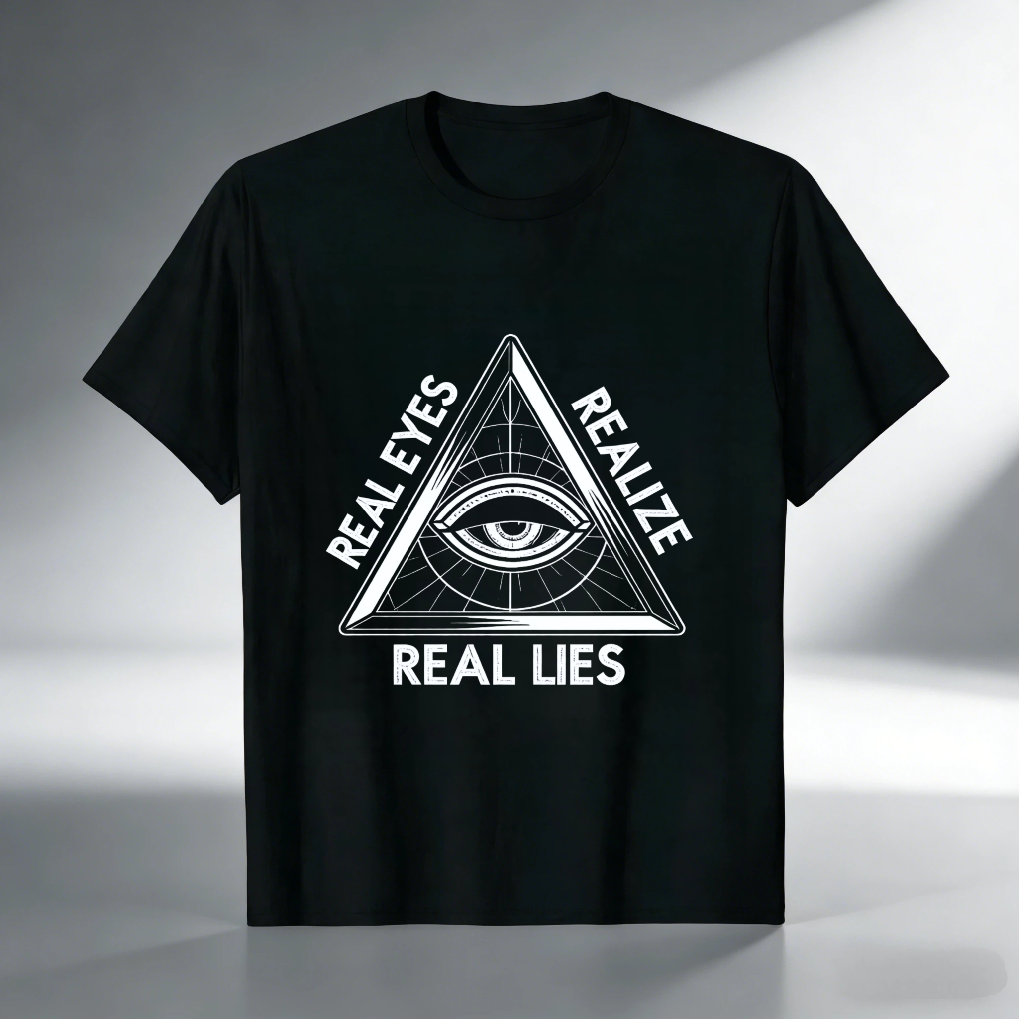 TEECURENT  Real Eyes Realize Real Lies Pyramid Eye Symbol(3) TEECURENT