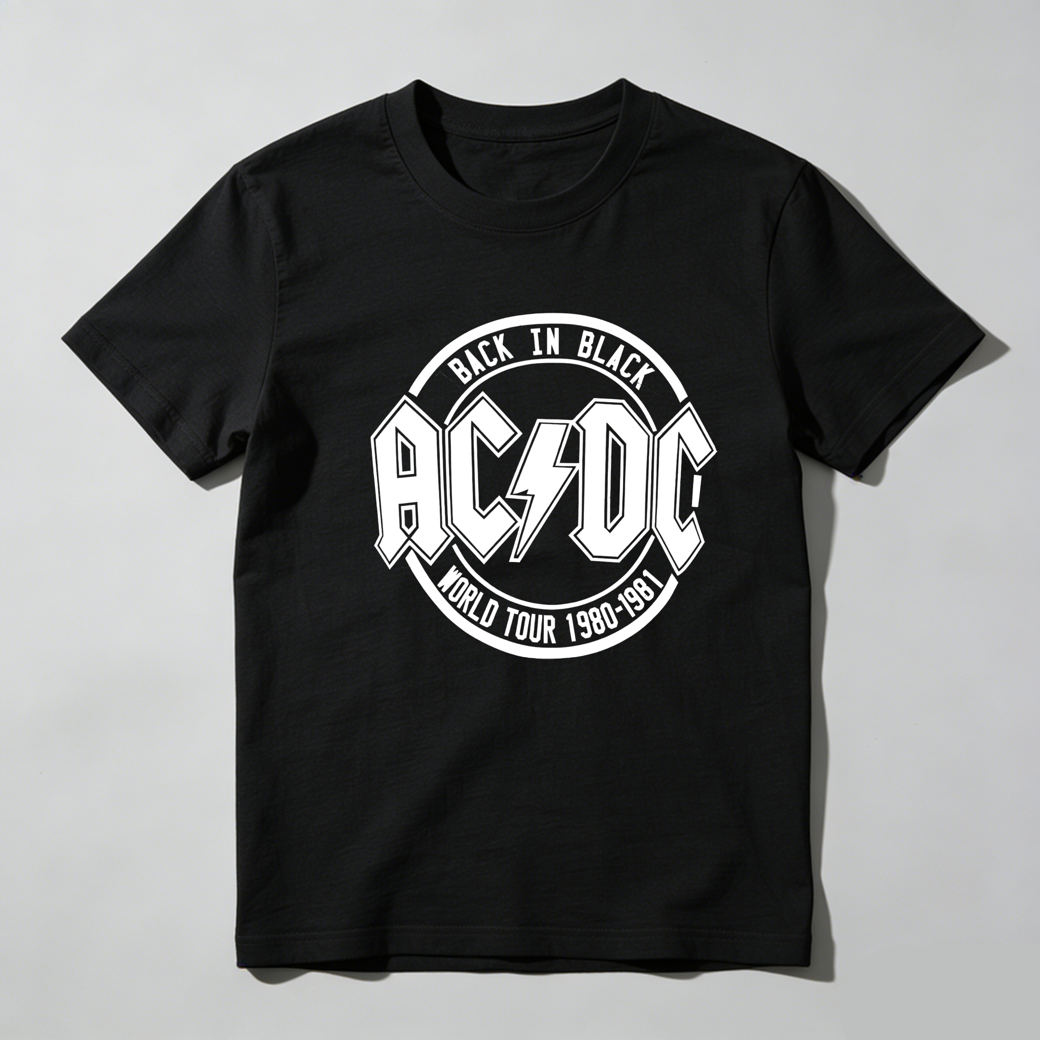 TEECURENT Back In Black Ac Dc World Tour 1980 1981 Pure Cotton Short Sleeve T Shirt-TeeCurent