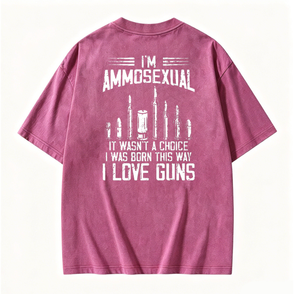 Ammosexual I Love Guns Bullet Graphic Washed T-shirt