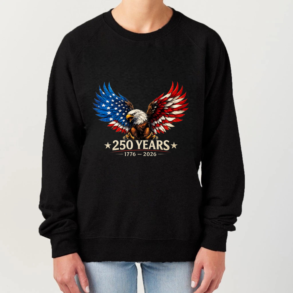 American Eagle 250 Years Independence Day Usa Flag Sweatshirt 1776 2026 Patriotic Crewneck Pullover Shirt For Men Women