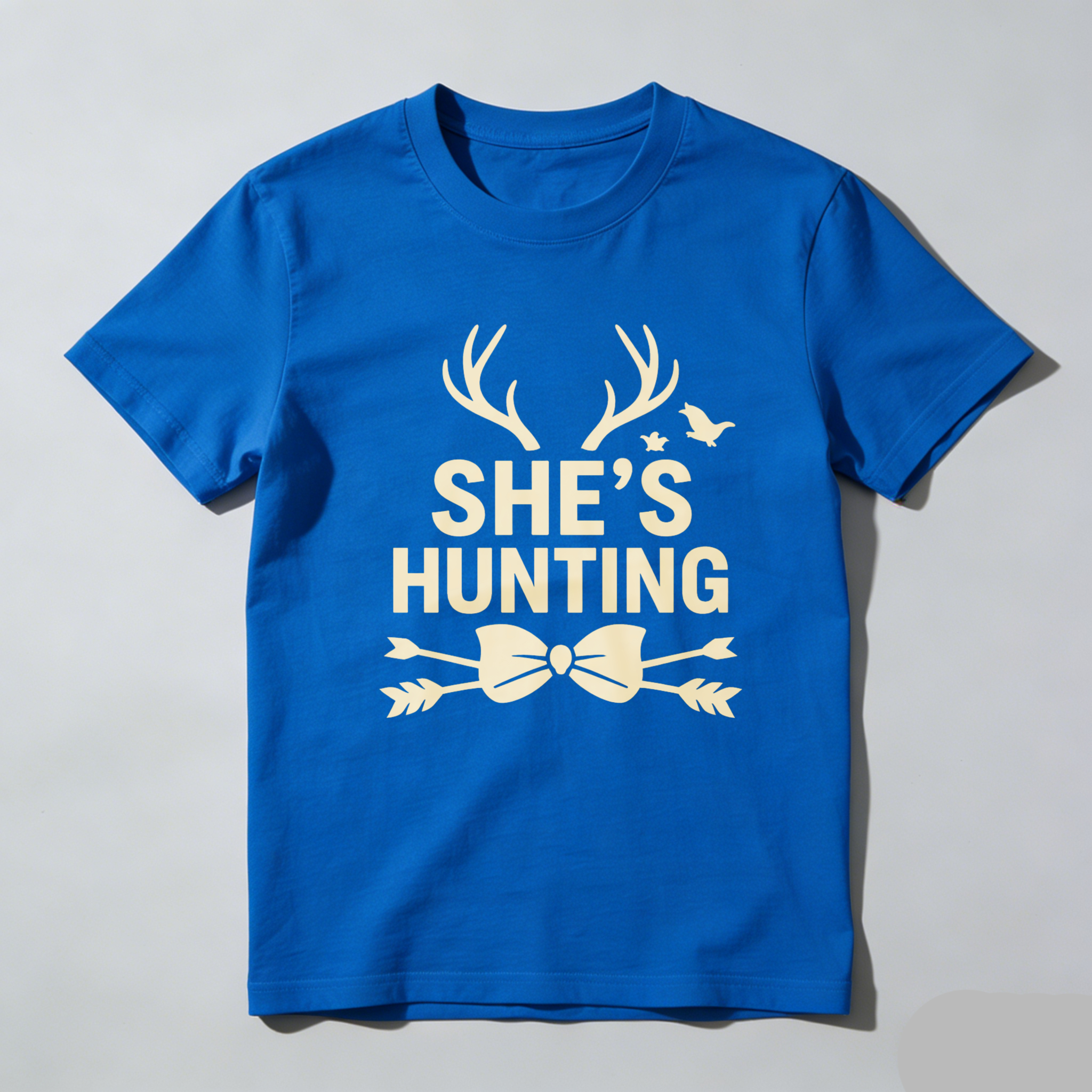 TEECURENT She's Hunting Deer Antlers Bow And Arrow Women's T-Shirt Outdoor Adventure Gift For Hunters-TeeCurent